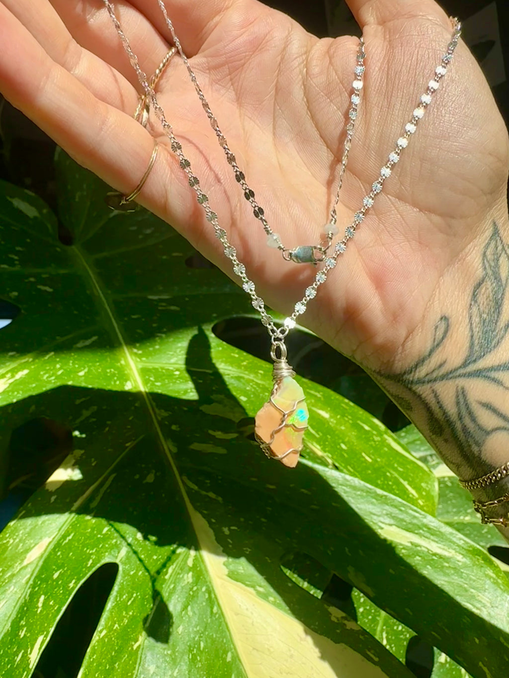 *one of one* raw opal necklace in sterling silver ♡