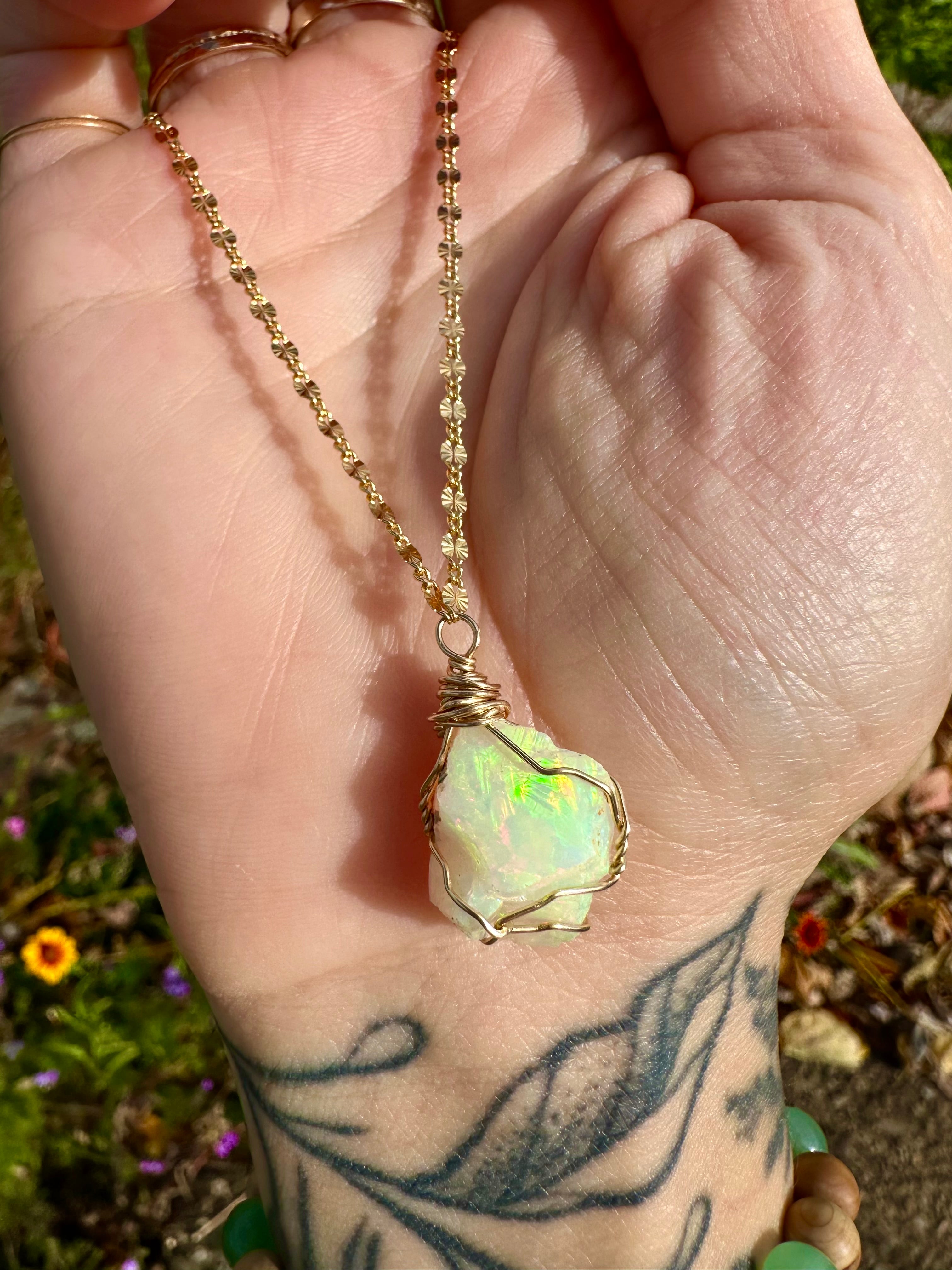♡one of one♡ raw opal necklace in 14k gold *