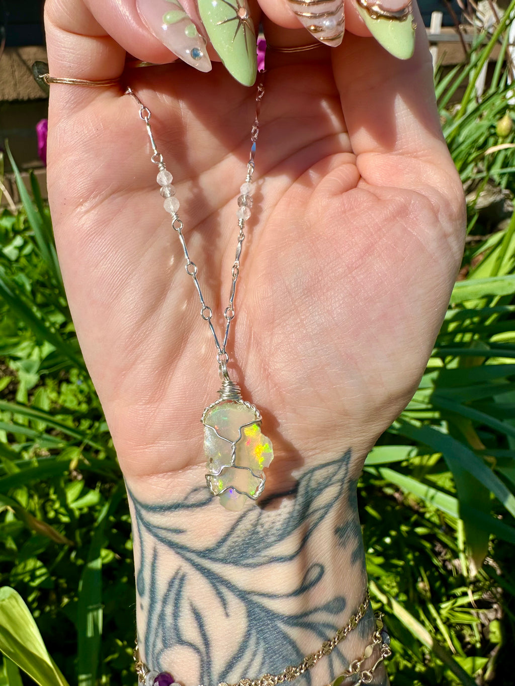 *one of one* ♡ raw opal necklace in sterling silver