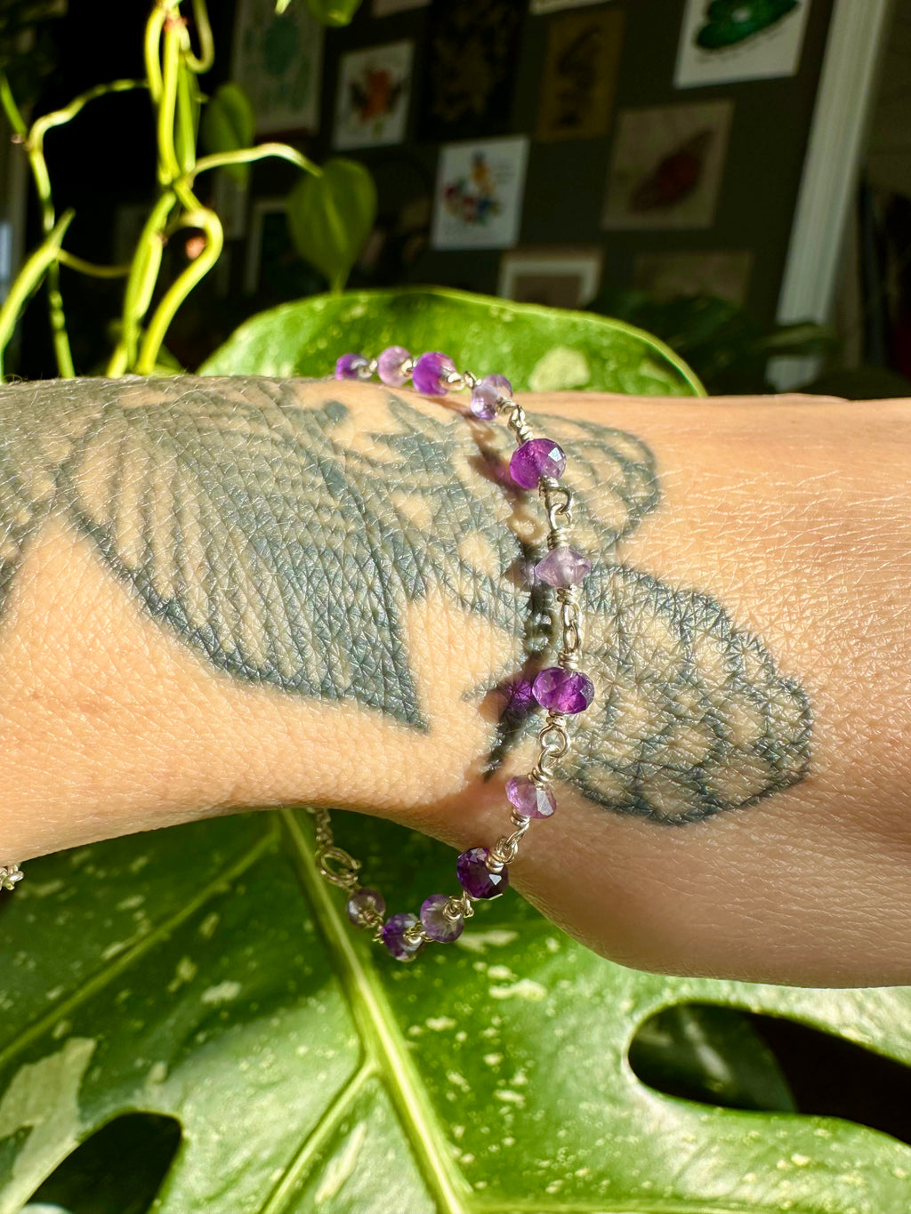 amethyst bracelet in sterling silver or 14k gold