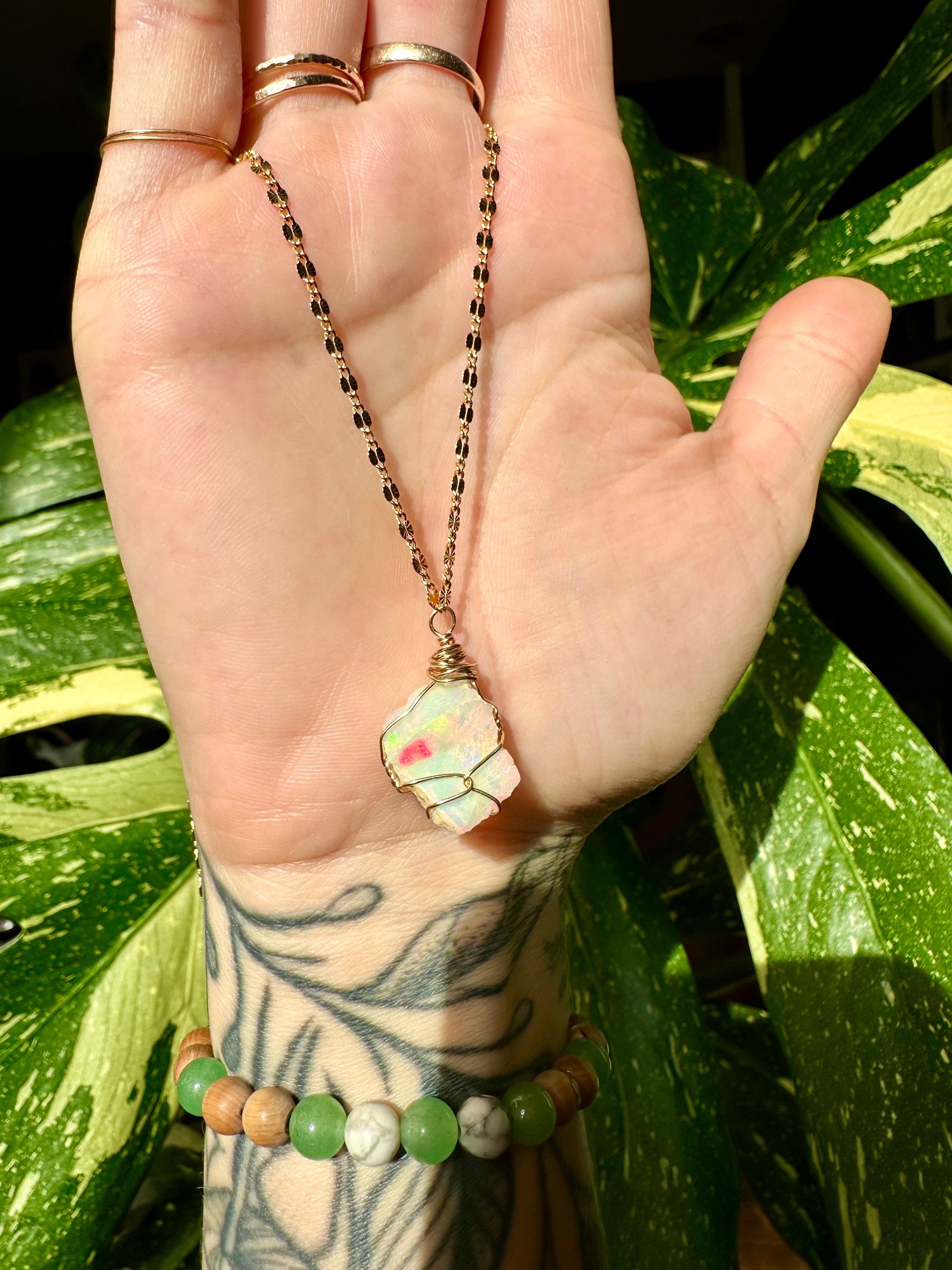 ♡one of one♡ raw opal necklace in 14k gold *