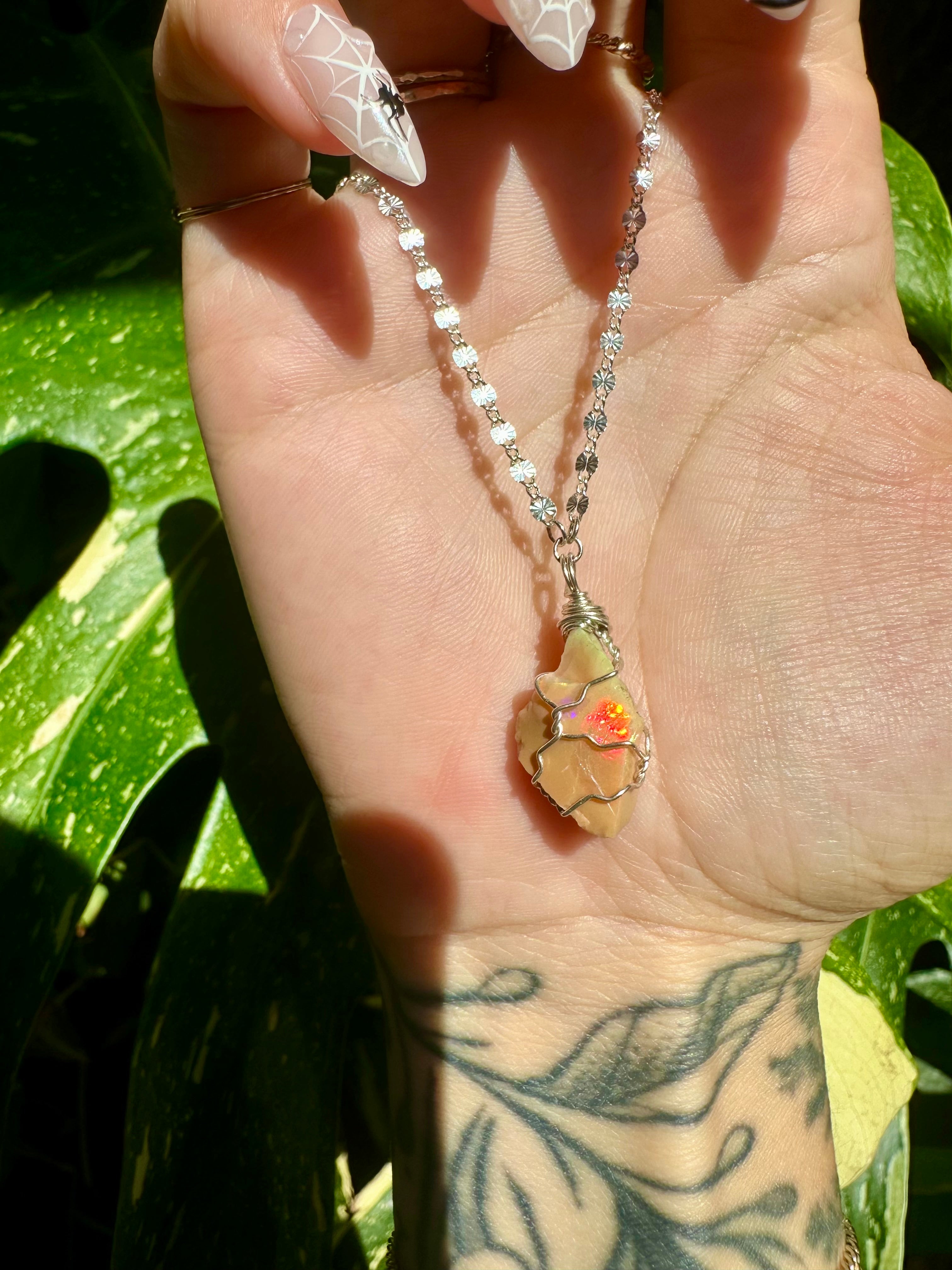 *one of one* raw opal necklace in sterling silver ♡