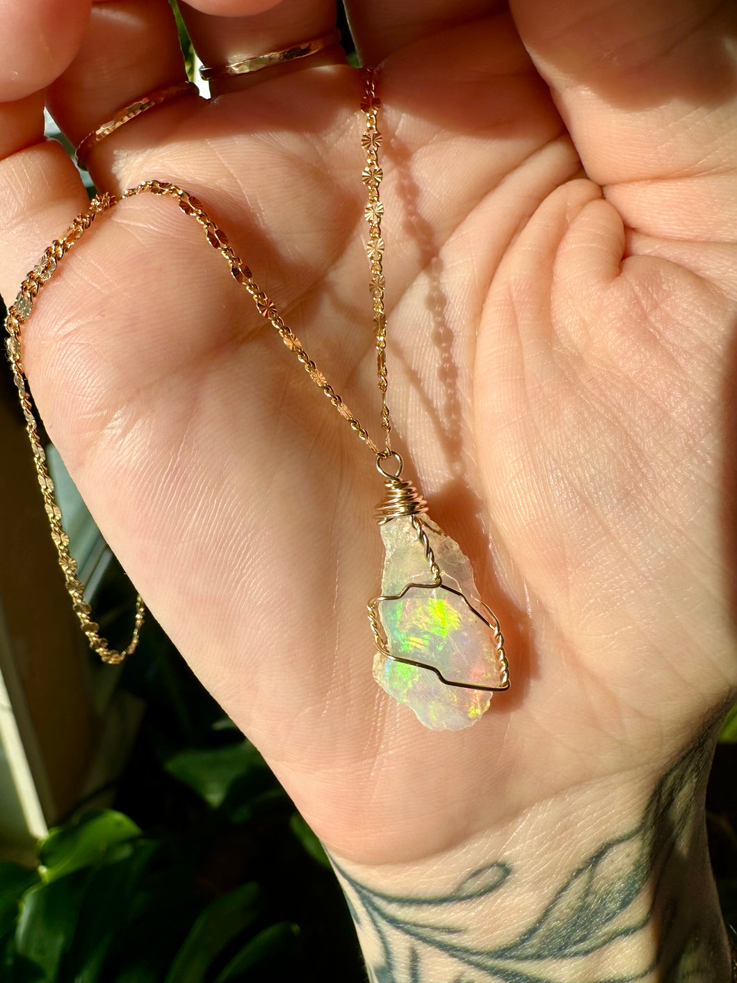 *one of one♡ iridescent raw opal necklace in 14k gold *