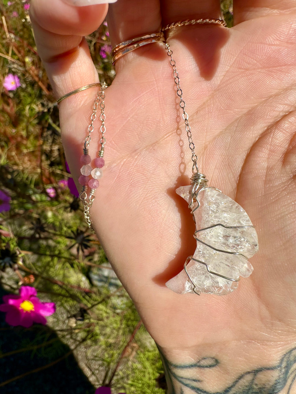 *one of one* quartz moon drop necklace in sterling silver