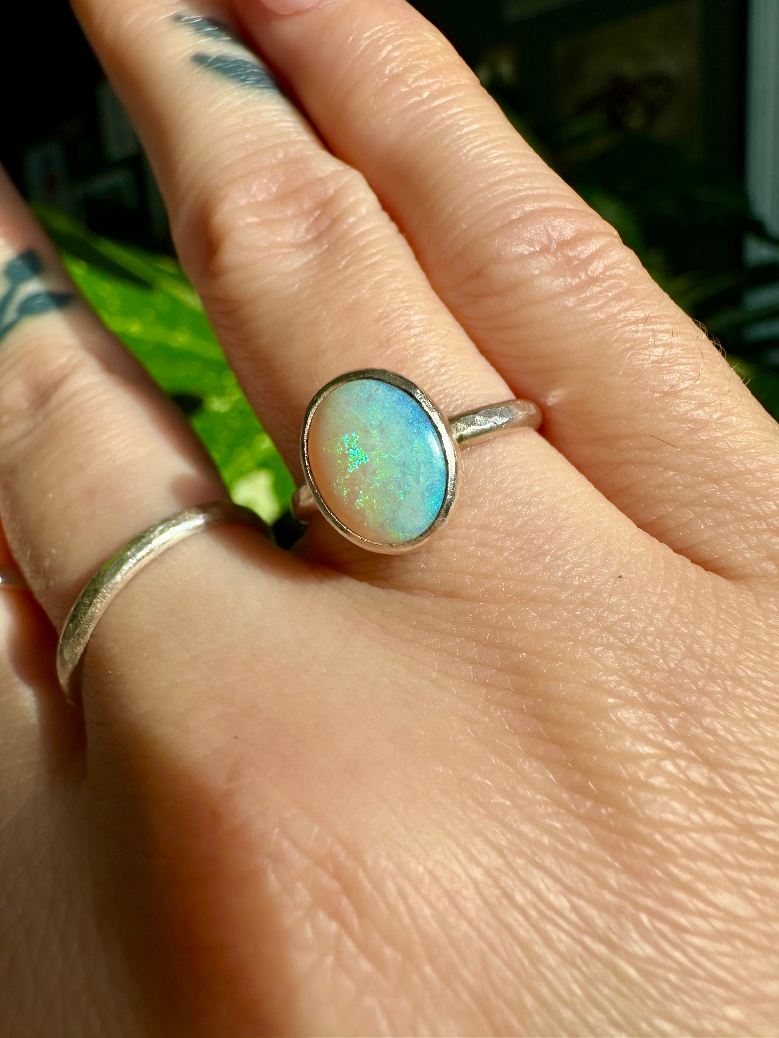 opal sterling silver ring size 5