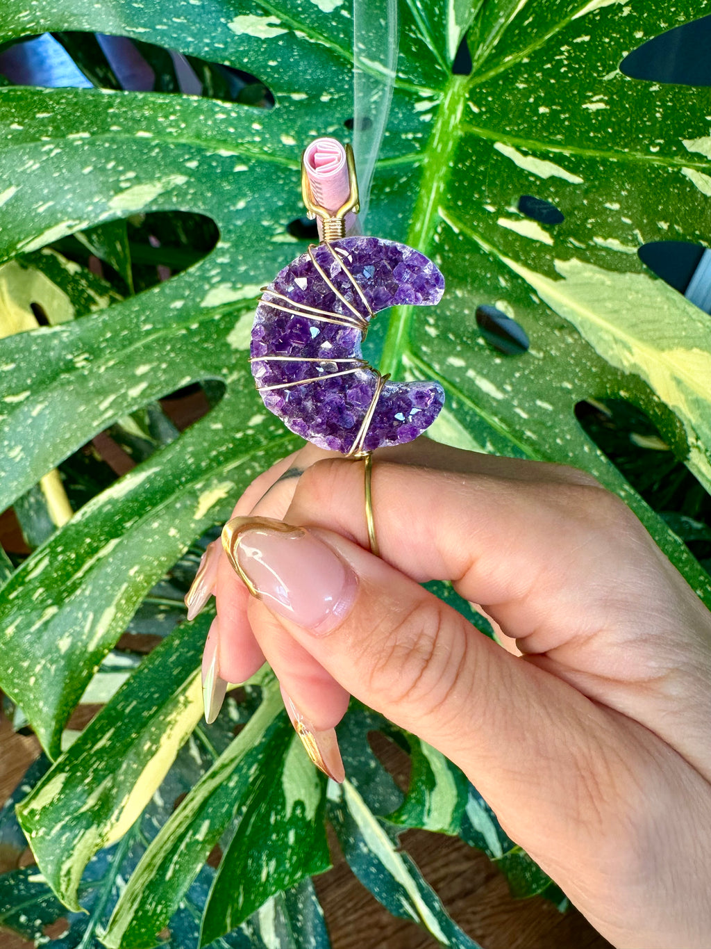 amethyst crystal moon smoke ring ♡