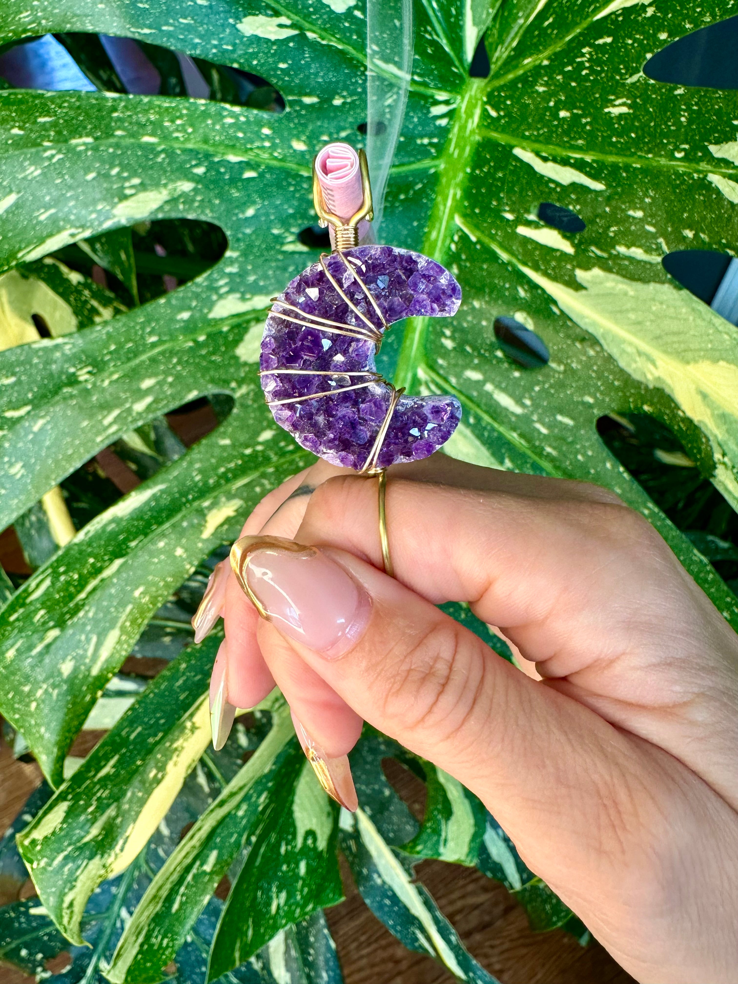 amethyst crystal moon smoke ring ♡