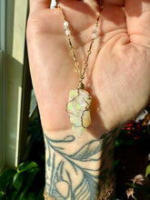 Load image into Gallery viewer, *one of one♡ iridescent raw opal necklace in 14k gold