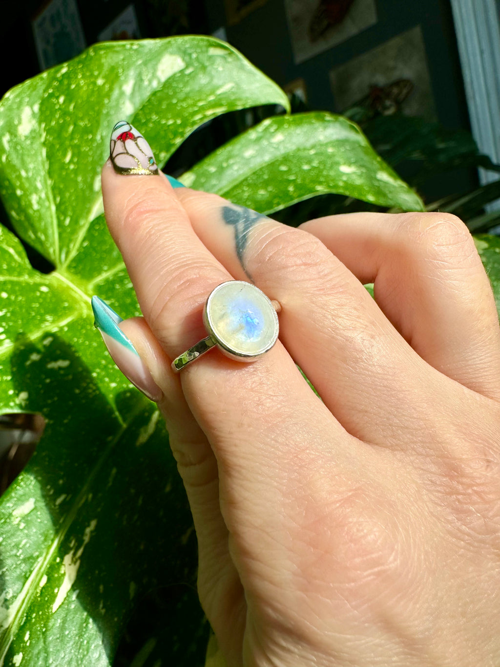 moonstone sterling silver ring size 9
