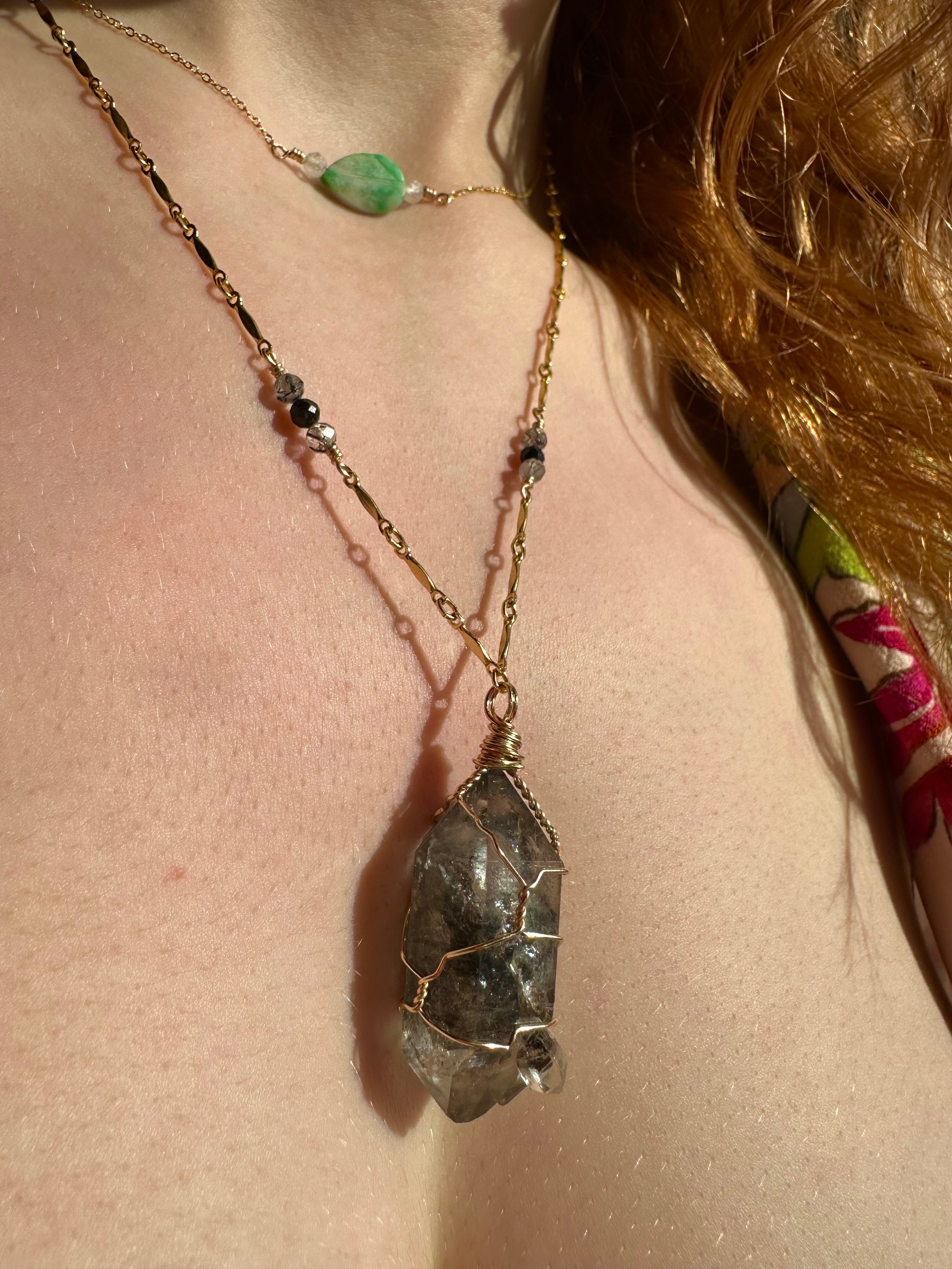 *one of one* raw smoky quartz necklace in gold