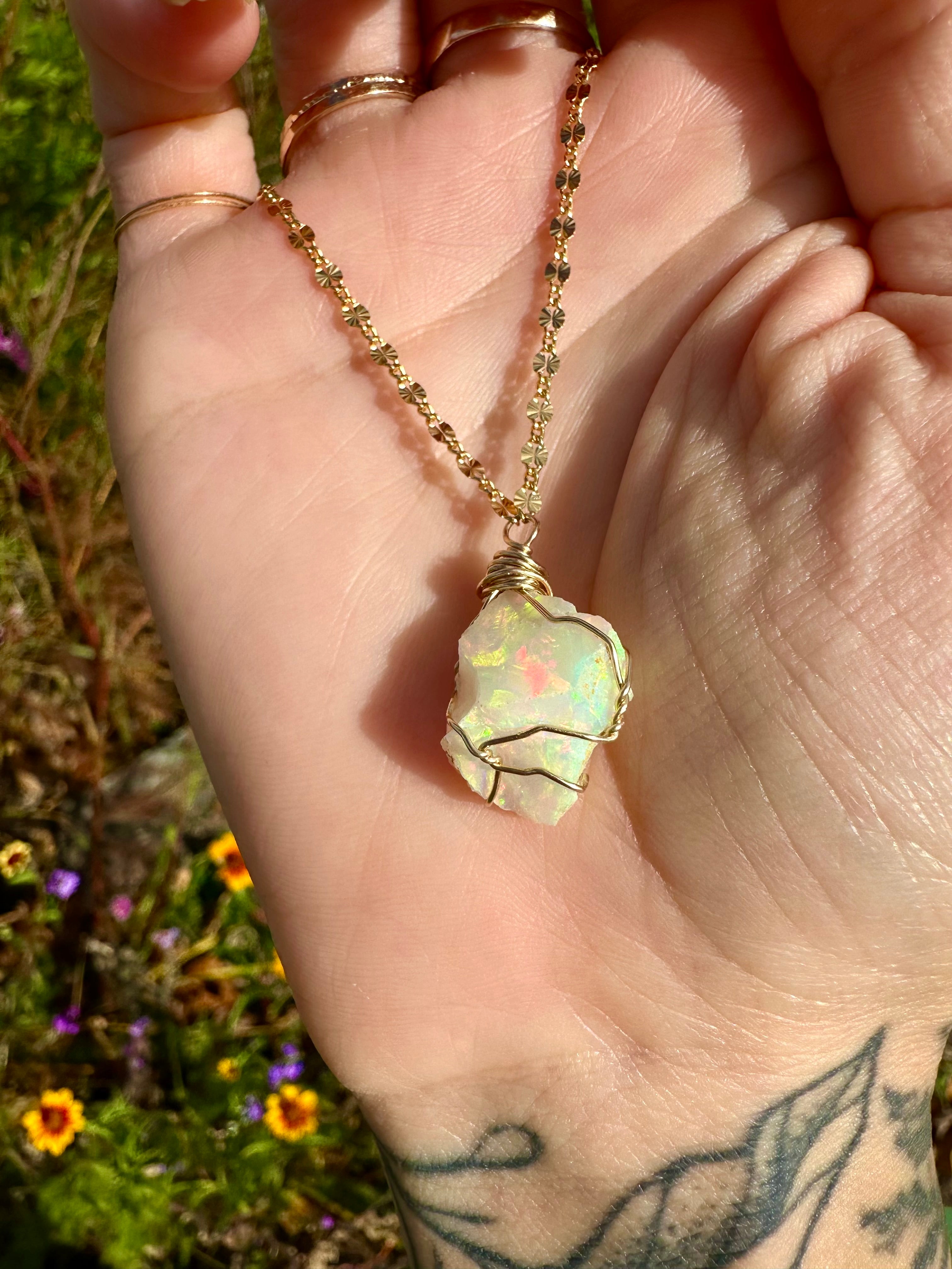 ♡one of one♡ raw opal necklace in 14k gold *