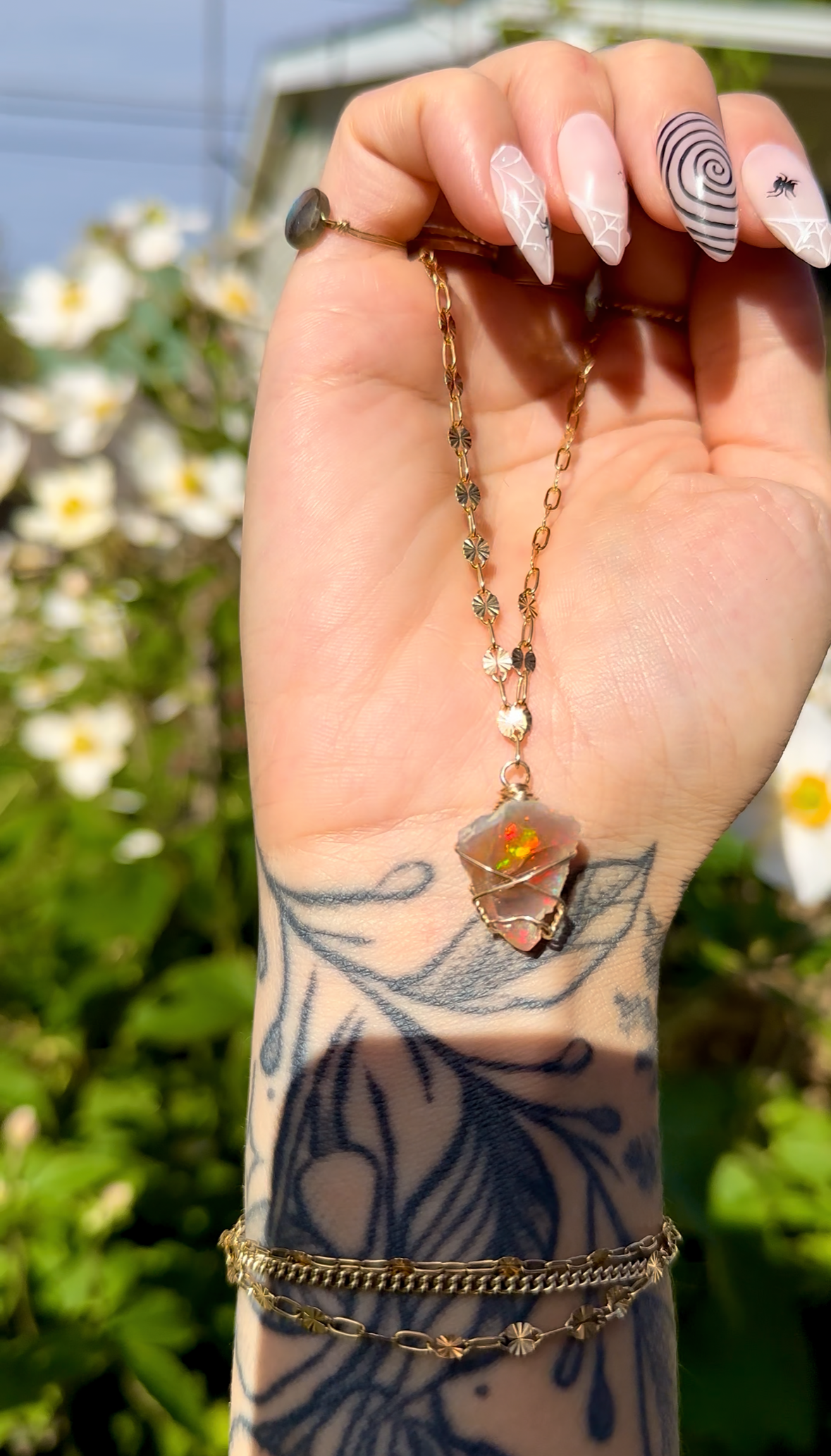 *one of one* ♡ iridescent raw opal necklace in 14k gold fill*