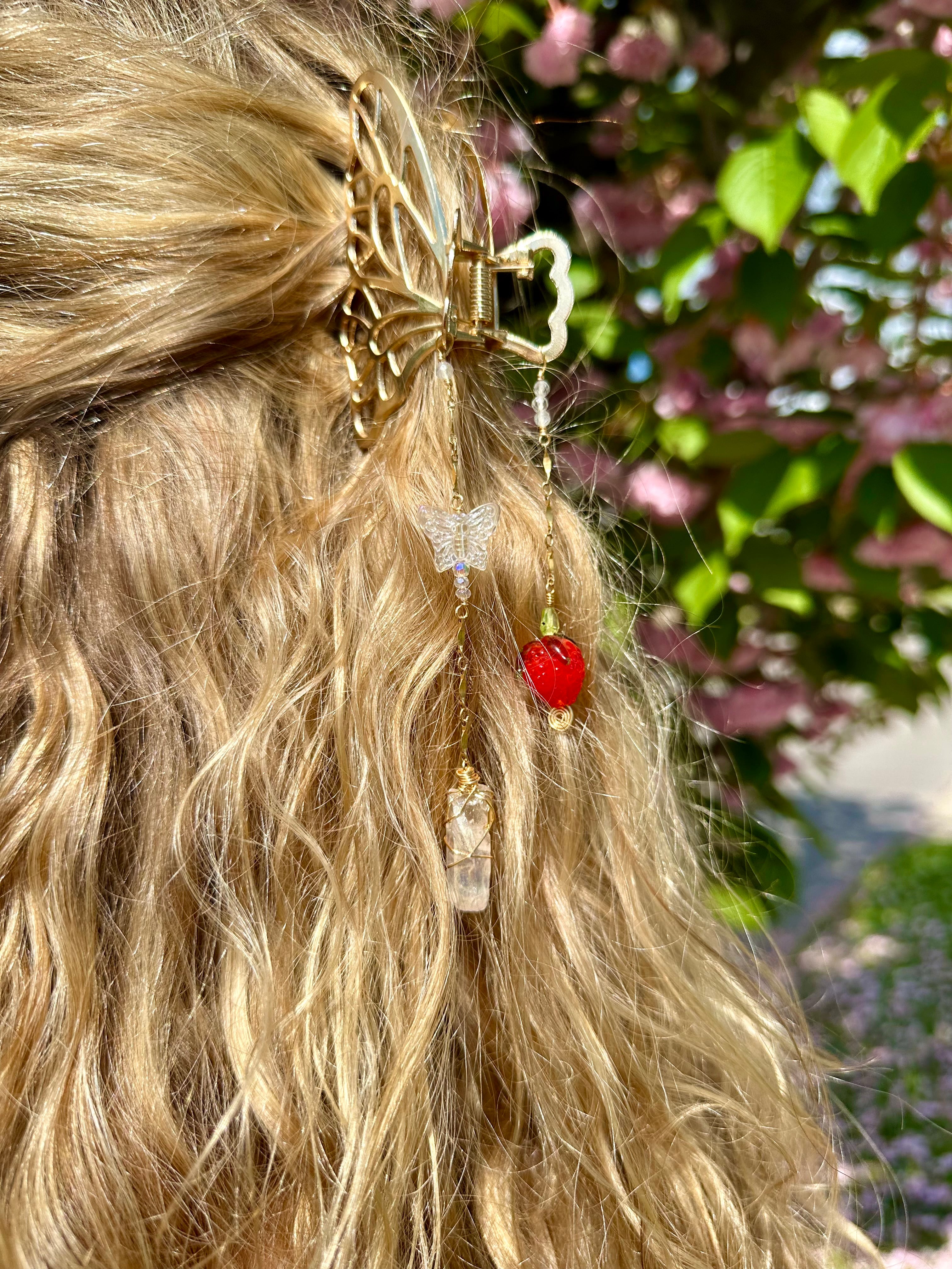 strawberry fairy butterfly hair clip