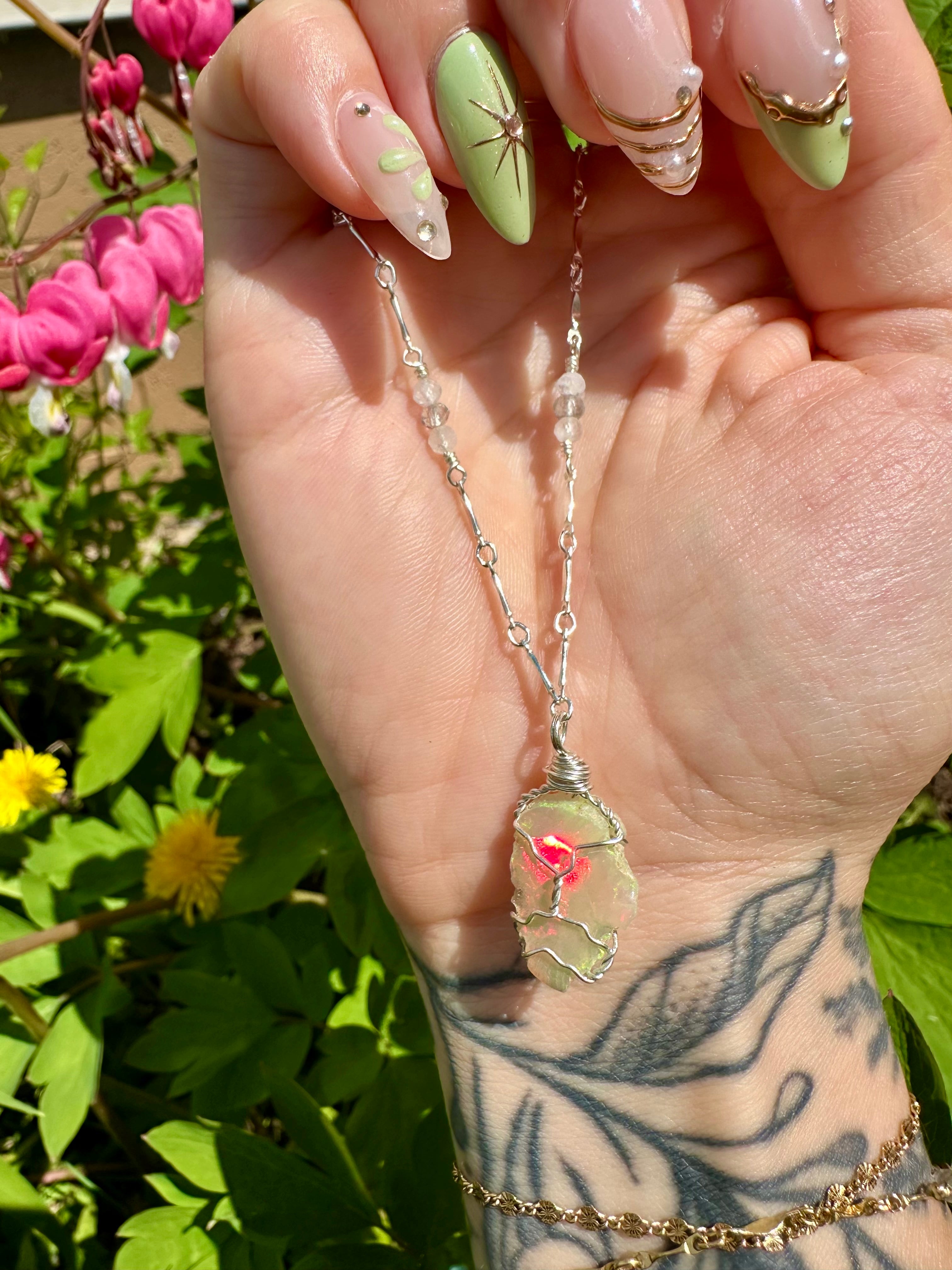 *one of one* ♡ raw opal necklace in sterling silver