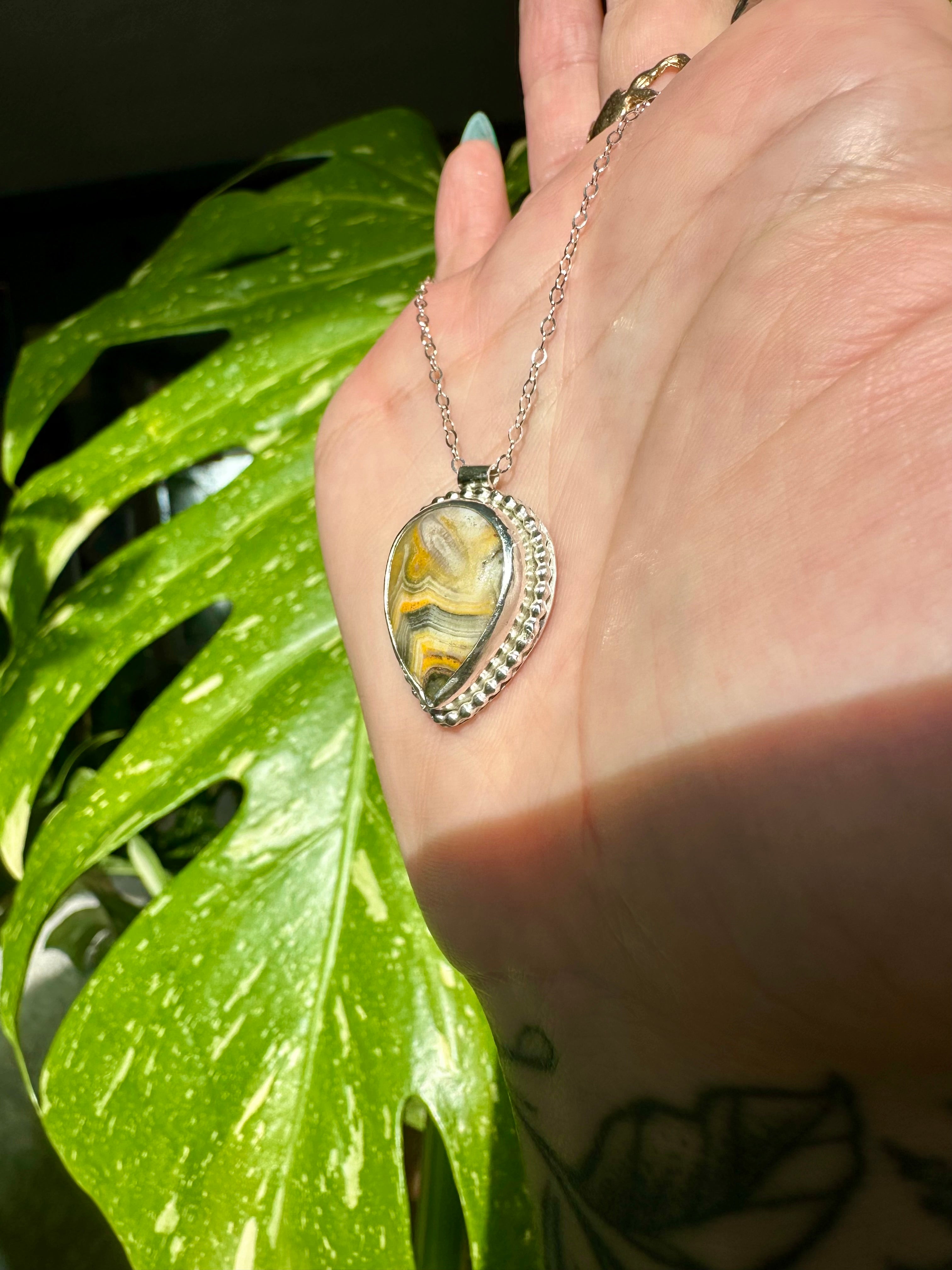 bumblebee jasper sterling silver necklace