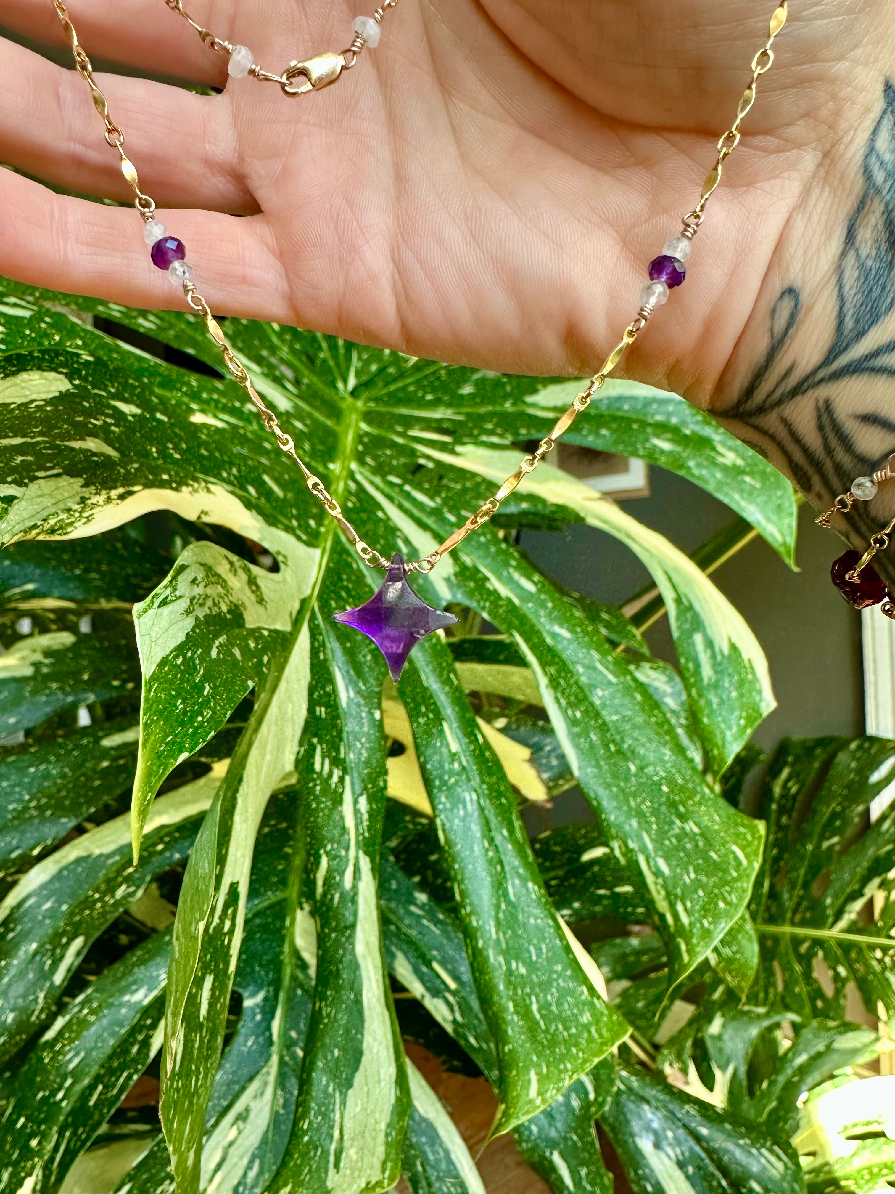 amethyst & moonstone sparkle necklace