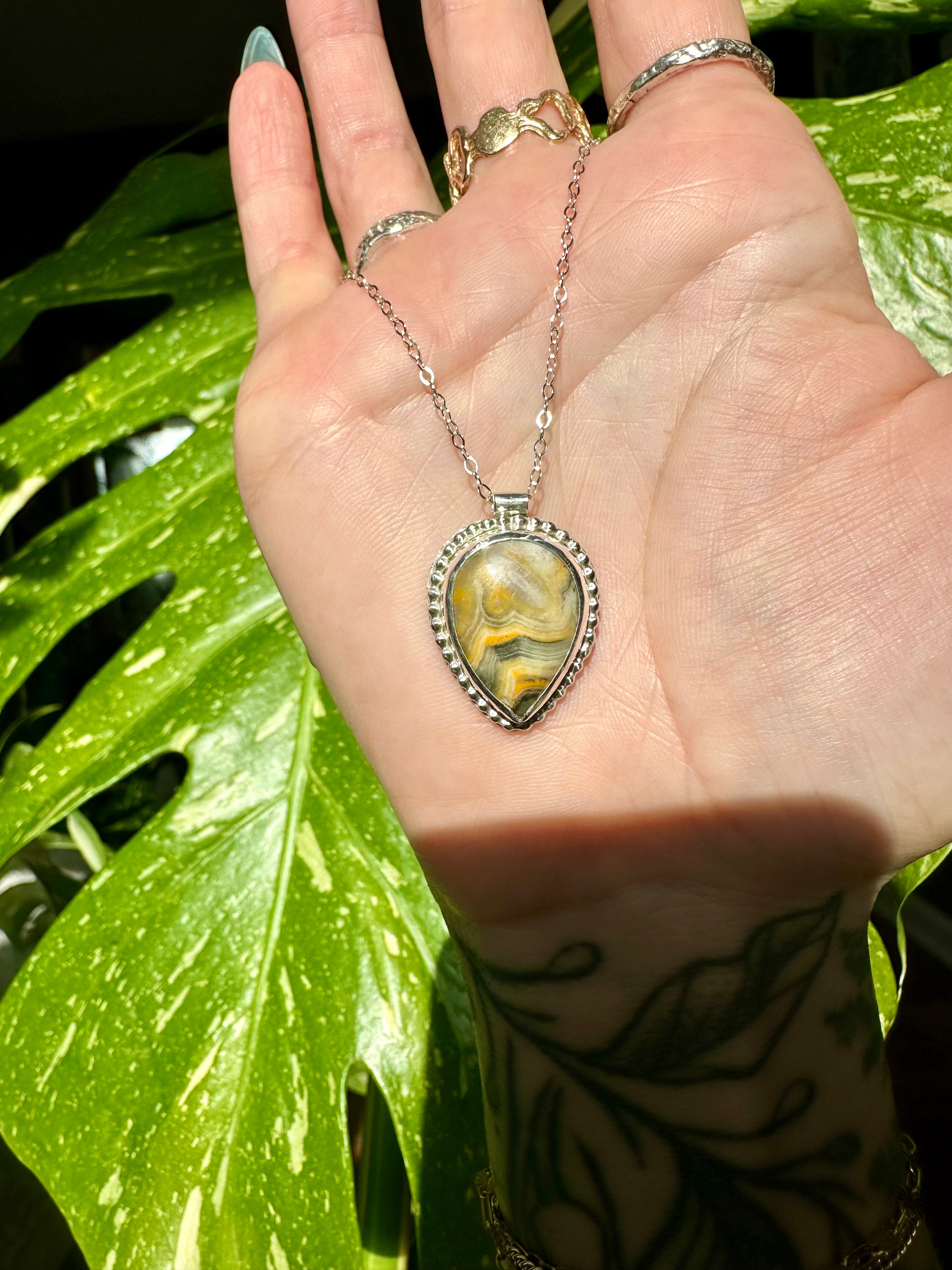 bumblebee jasper sterling silver necklace