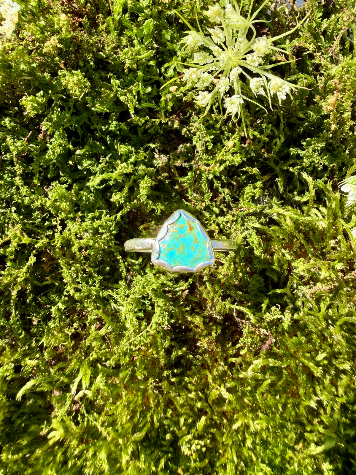 reuleaux wavy triangle turquoise sterling silver ring size 12.25