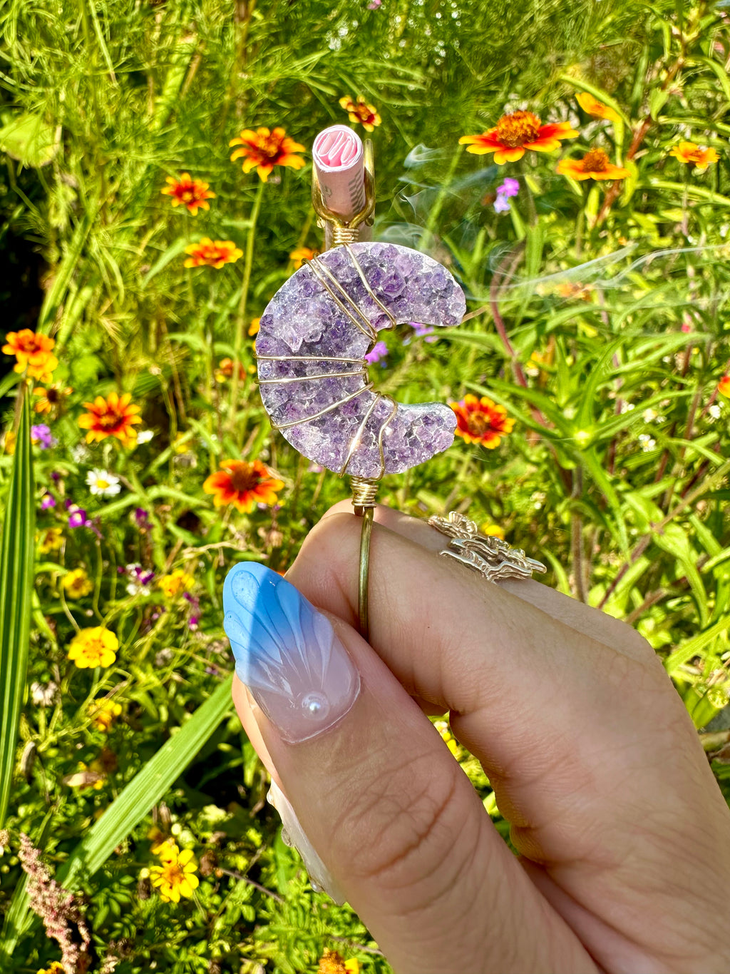 amethyst crystal moon smoke ring ♡