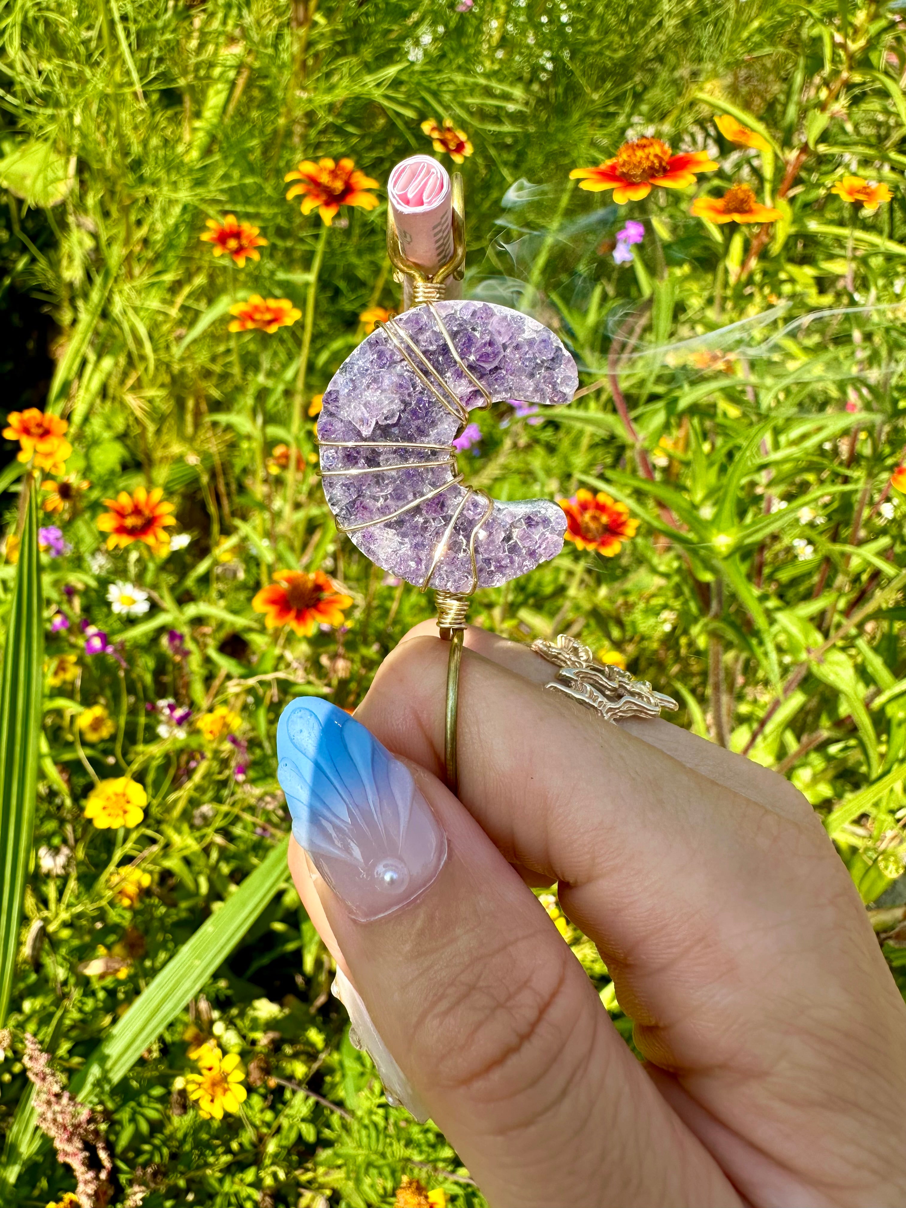 amethyst crystal moon smoke ring ♡