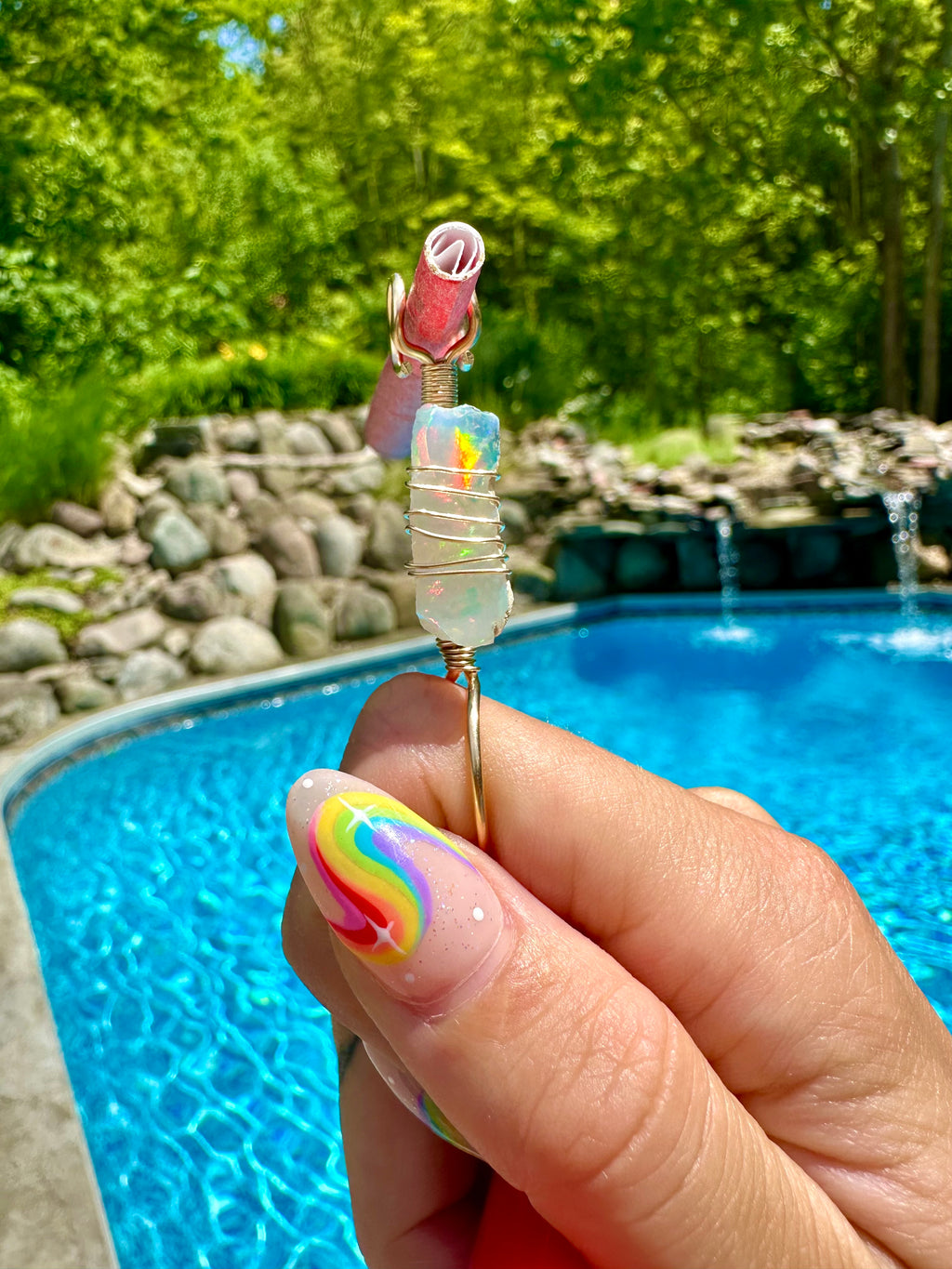 ♡one of one♡ 14k gold raw opal smoke ring 🌈