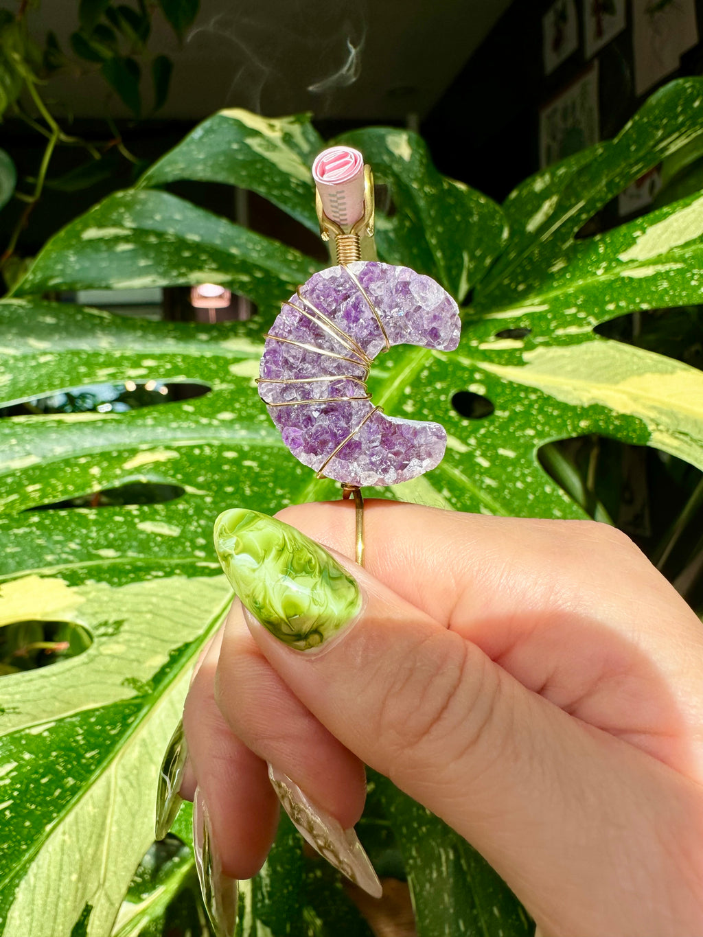amethyst crystal moon smoke ring ♡