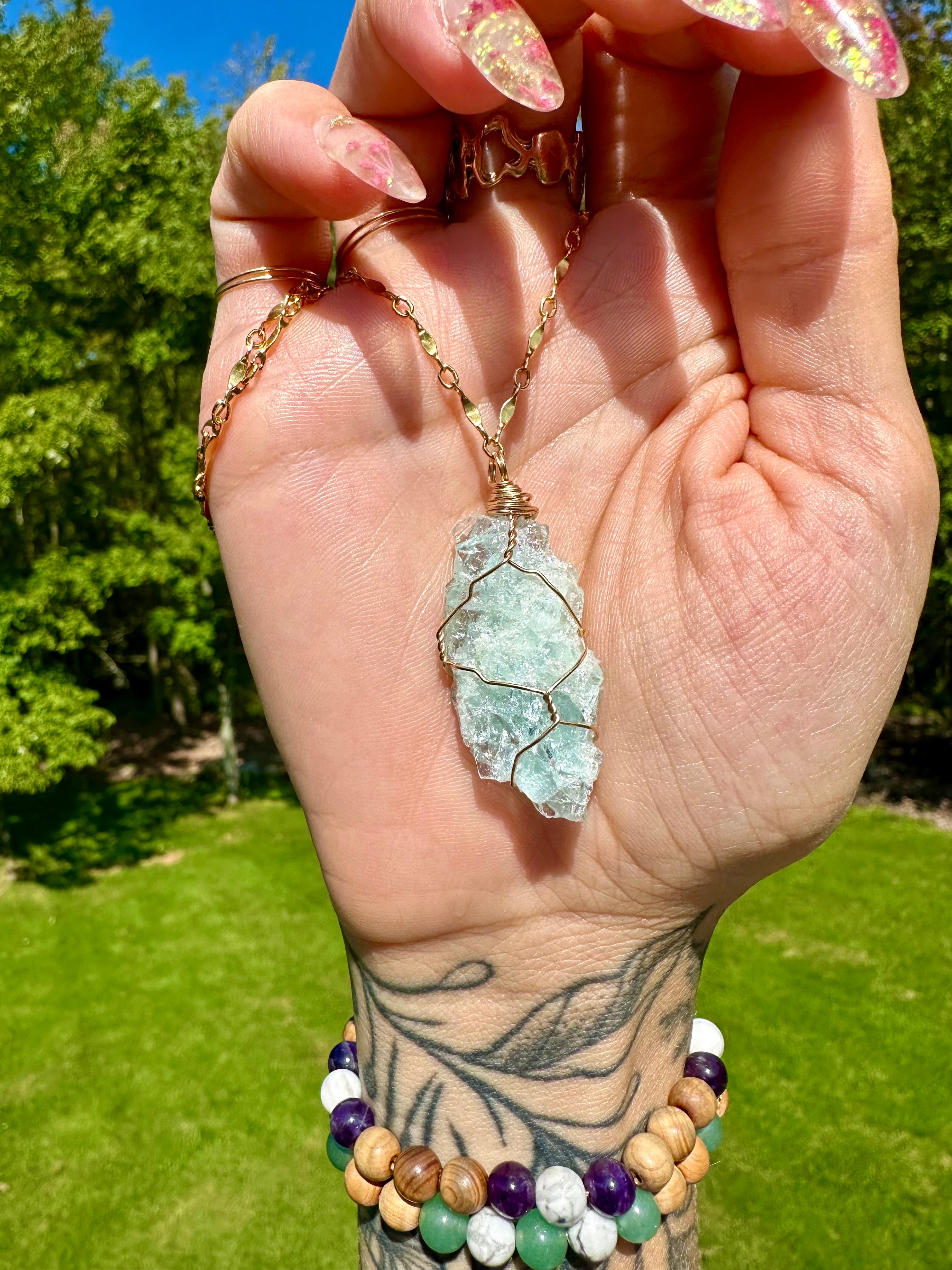 *one of one* raw aquamarine necklace gold