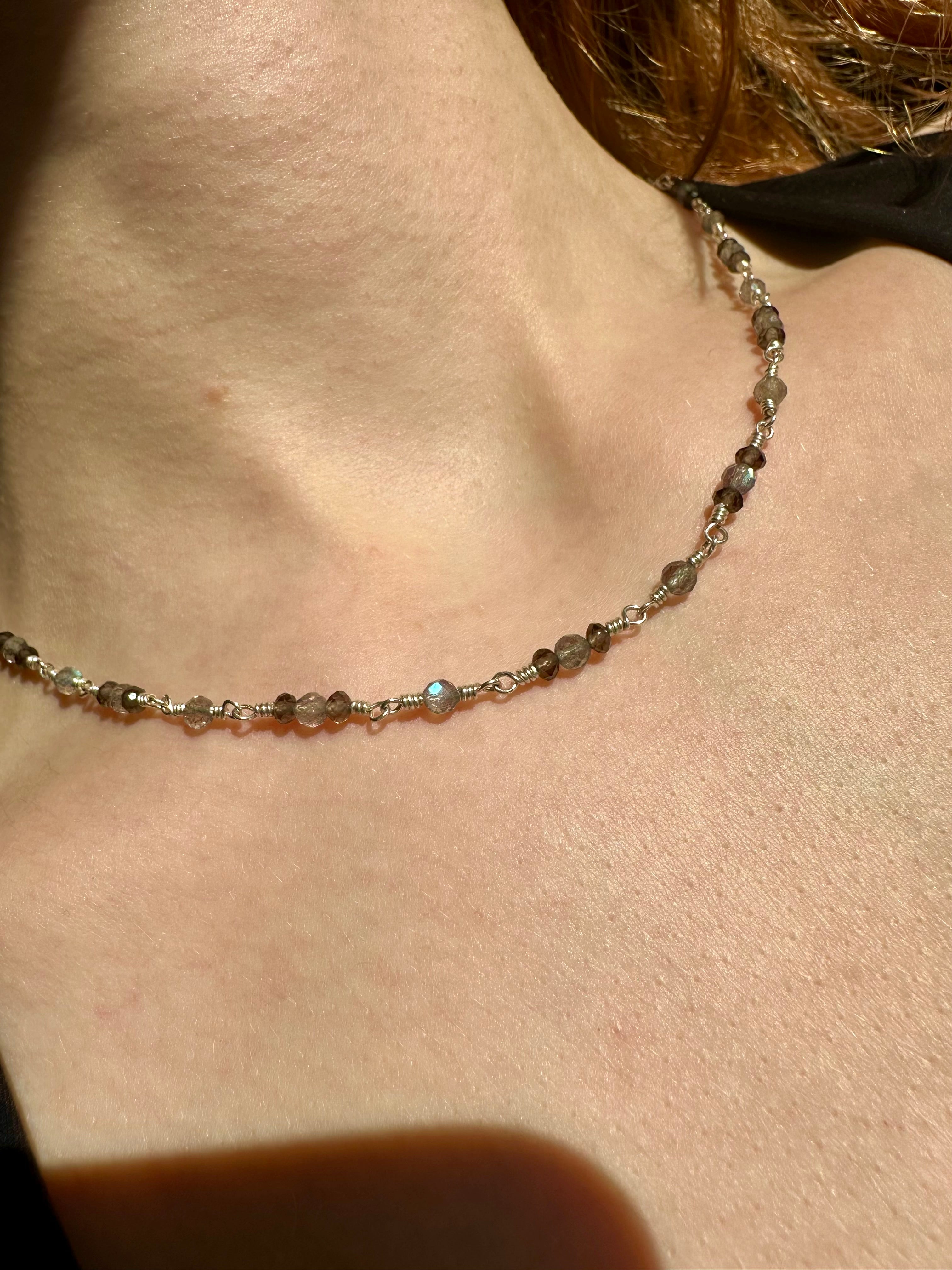 labradorite & smoky quartz necklace