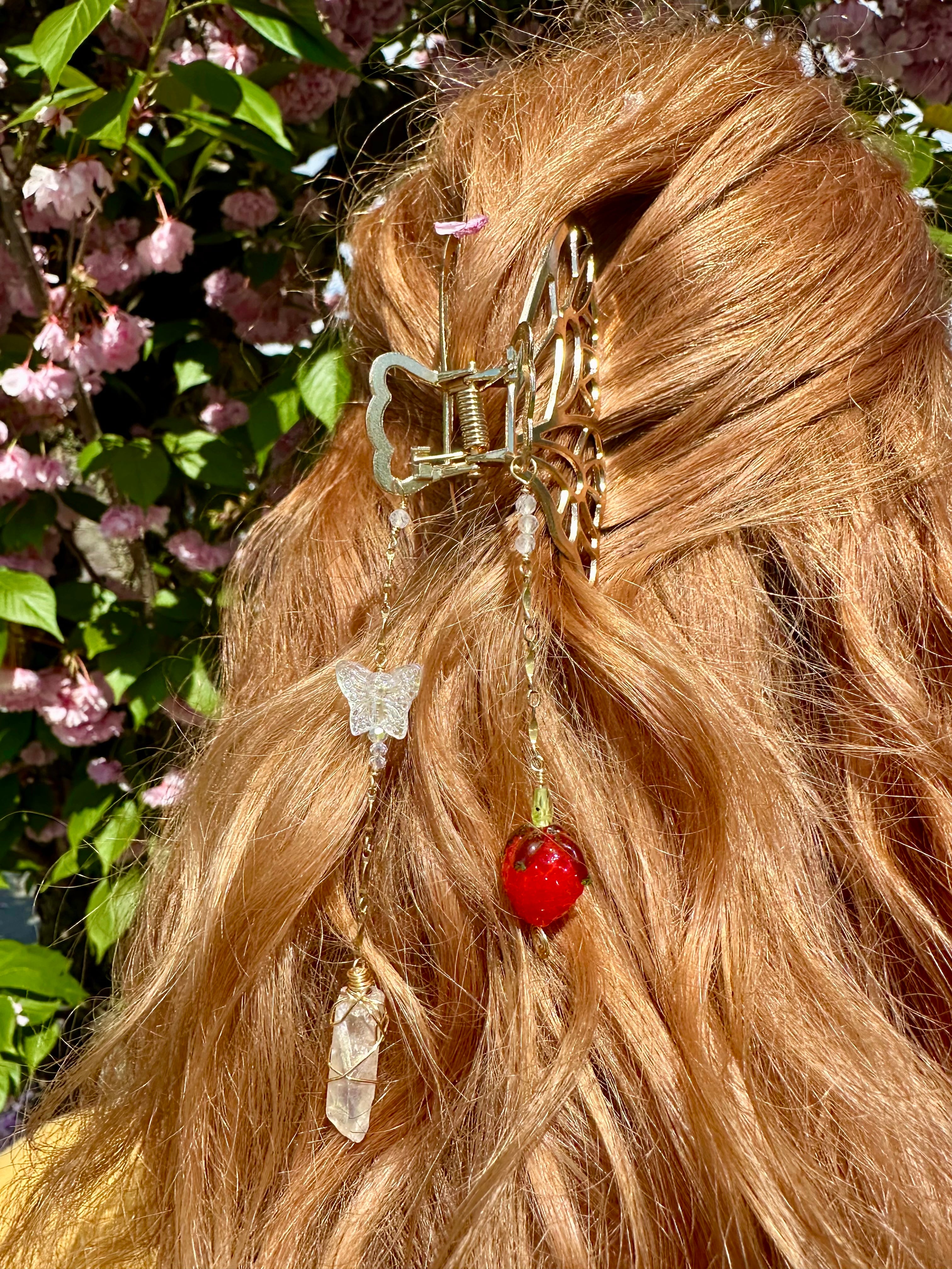 strawberry fairy butterfly hair clip