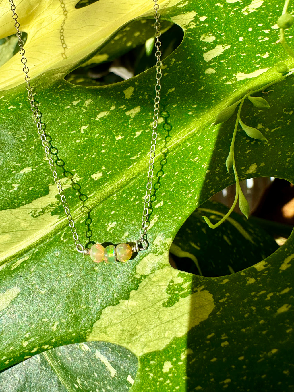 opal mini bar necklace sterling silver