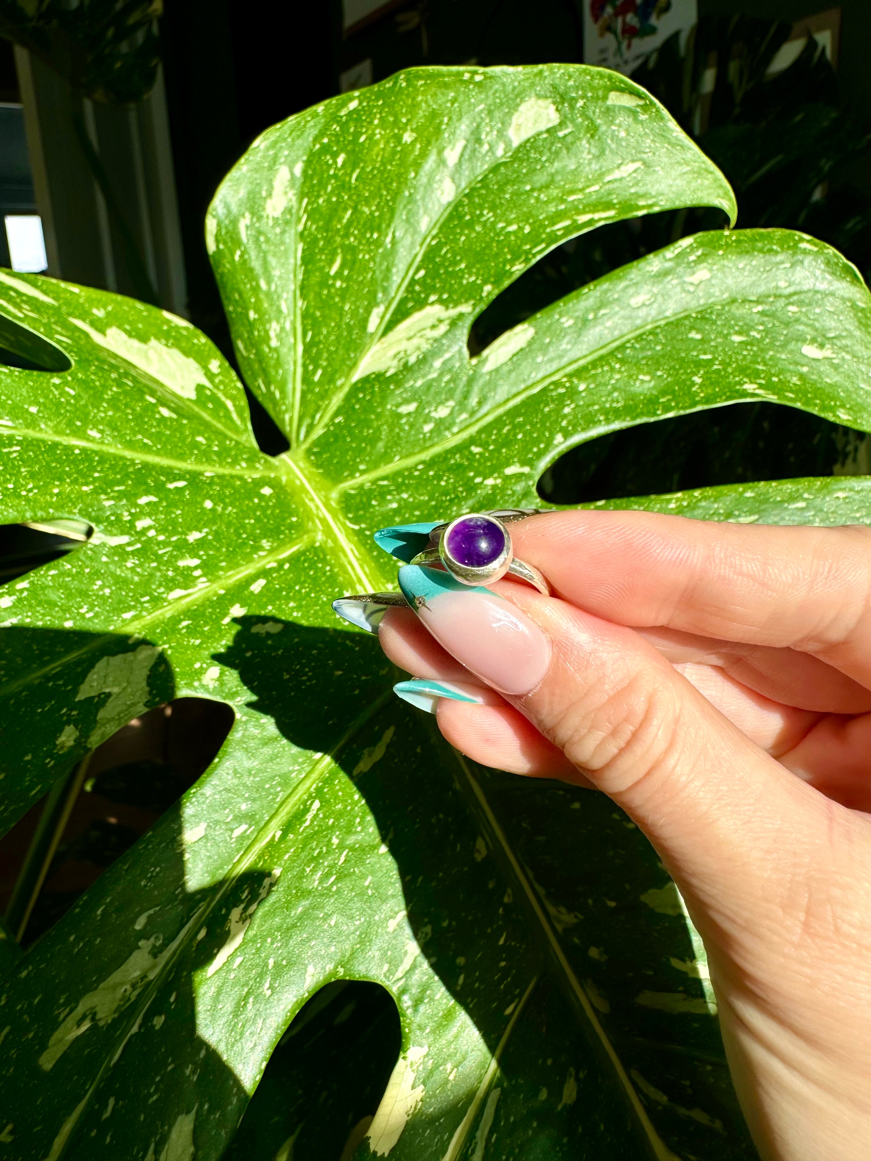 amethyst sterling silver ring size 6.5