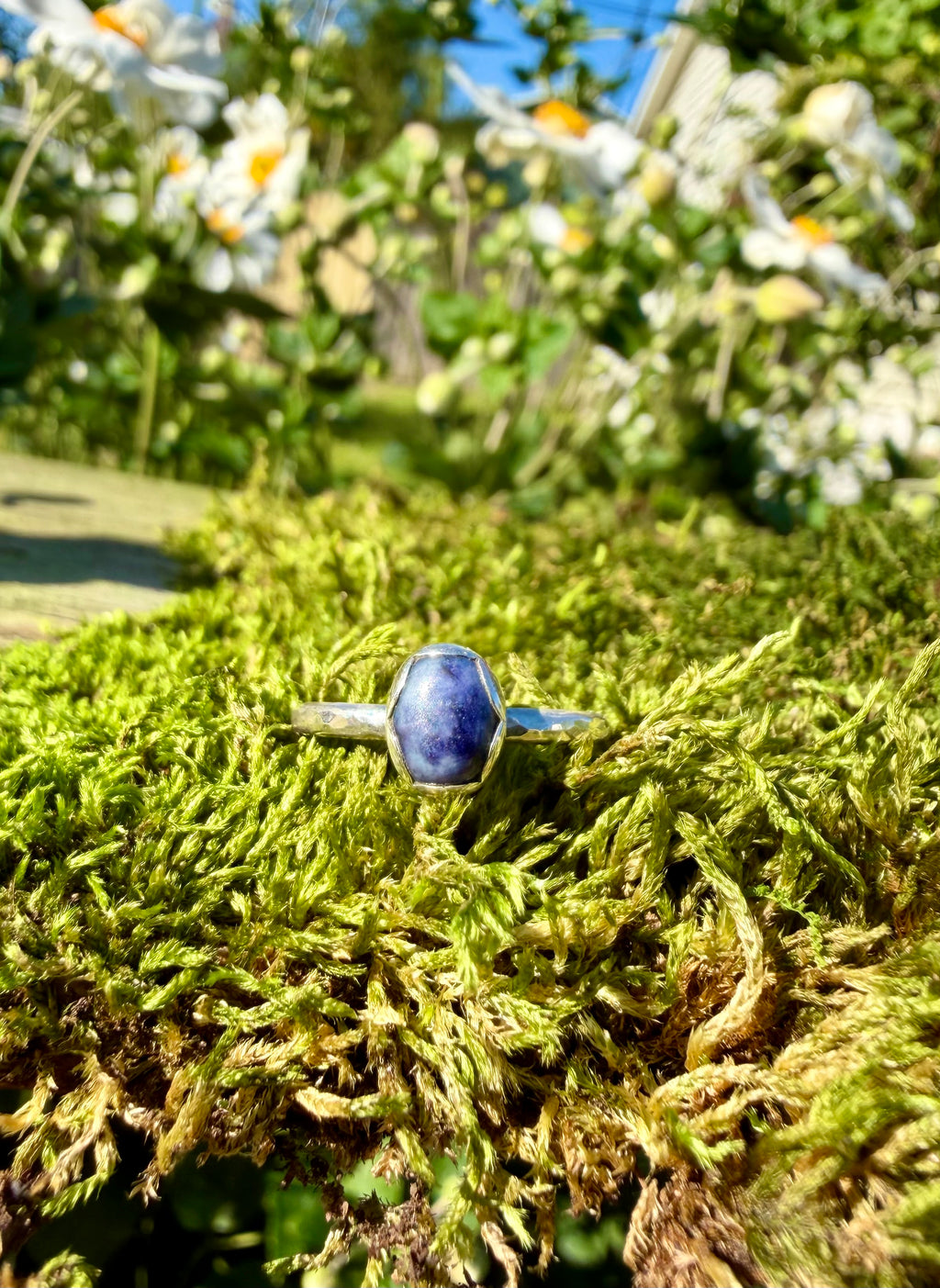 wavy sodalite sterling silver ring size 8.5