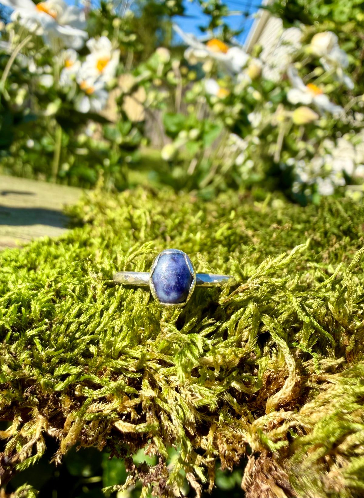wavy sodalite sterling silver ring size 8.5
