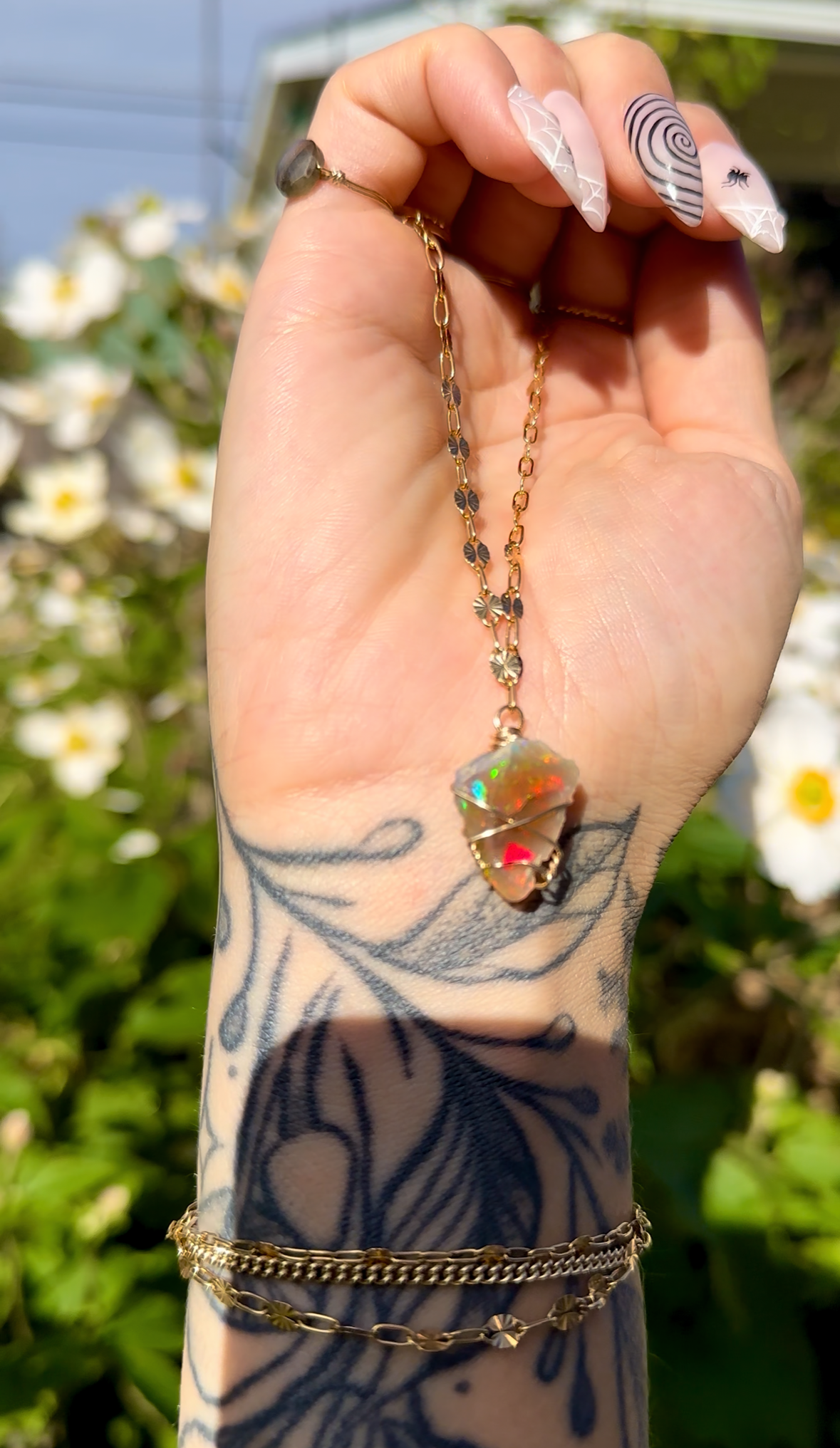 *one of one* ♡ iridescent raw opal necklace in 14k gold fill*