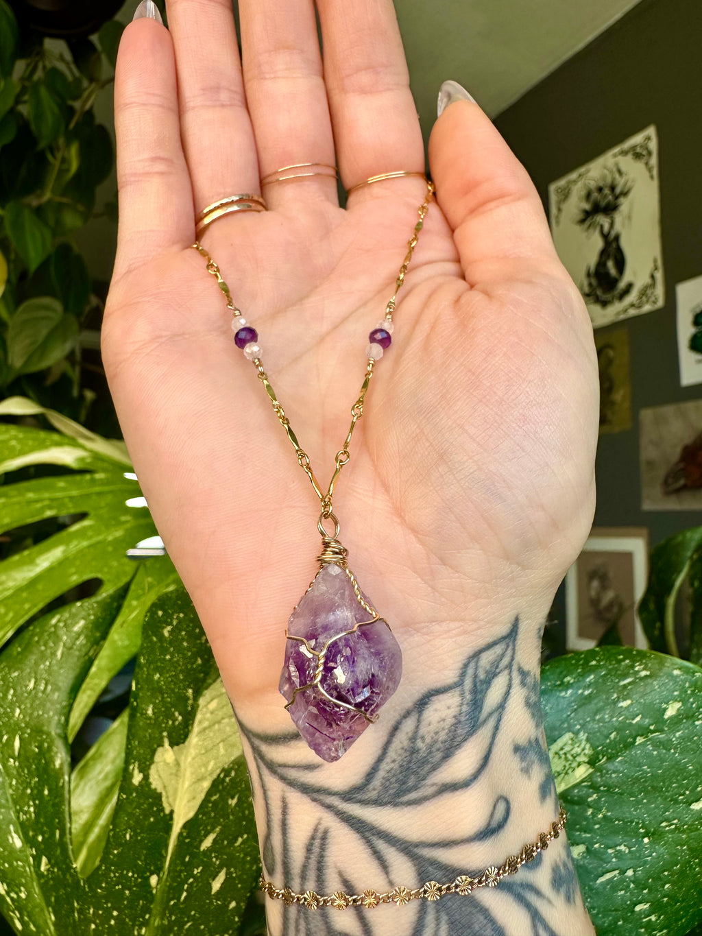*one of one* raw amethyst necklace in 14k gold