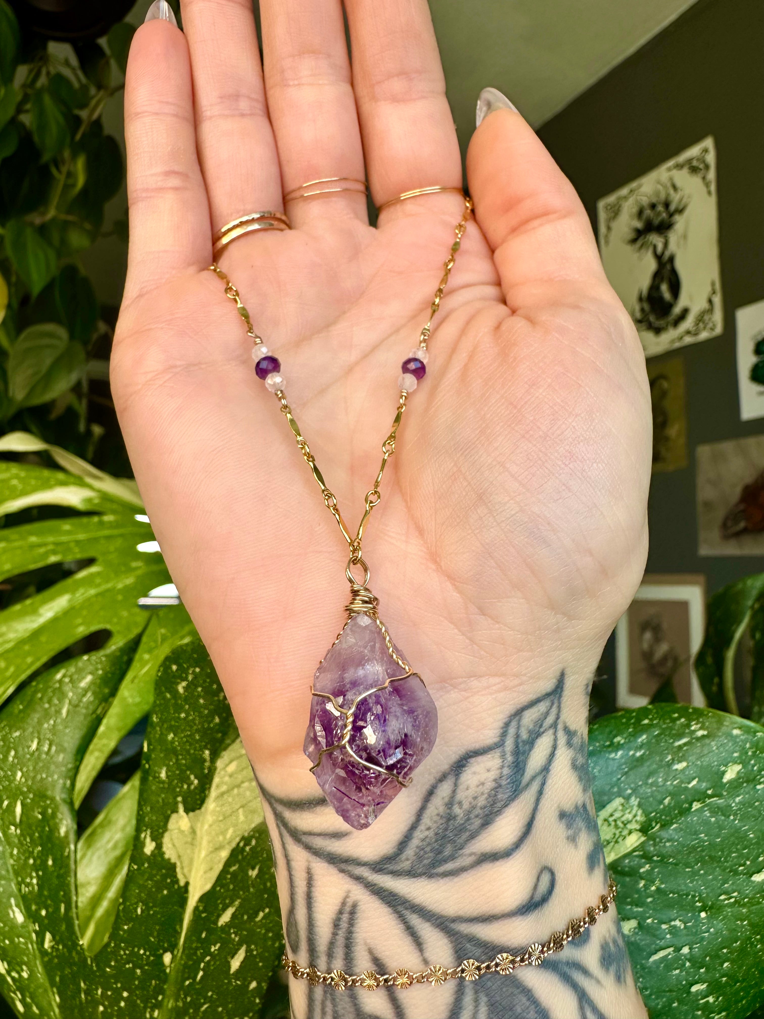 *one of one* raw amethyst necklace in 14k gold