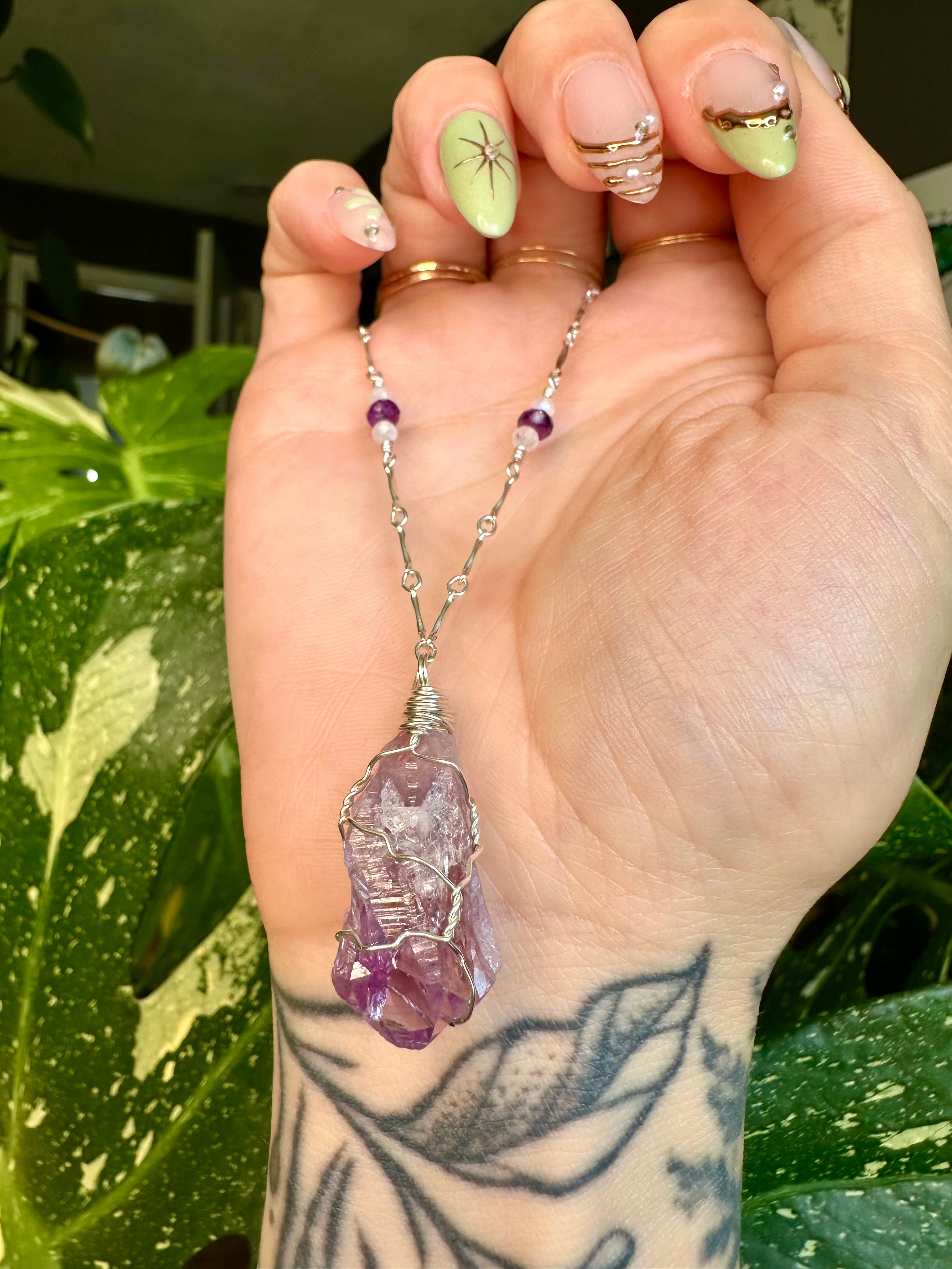 *one of one* raw amethyst necklace in sterling silver