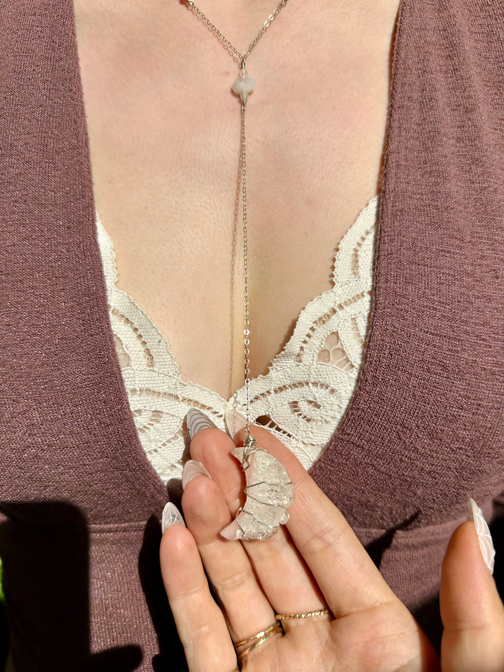 *one of one* quartz moon drop necklace in sterling silver