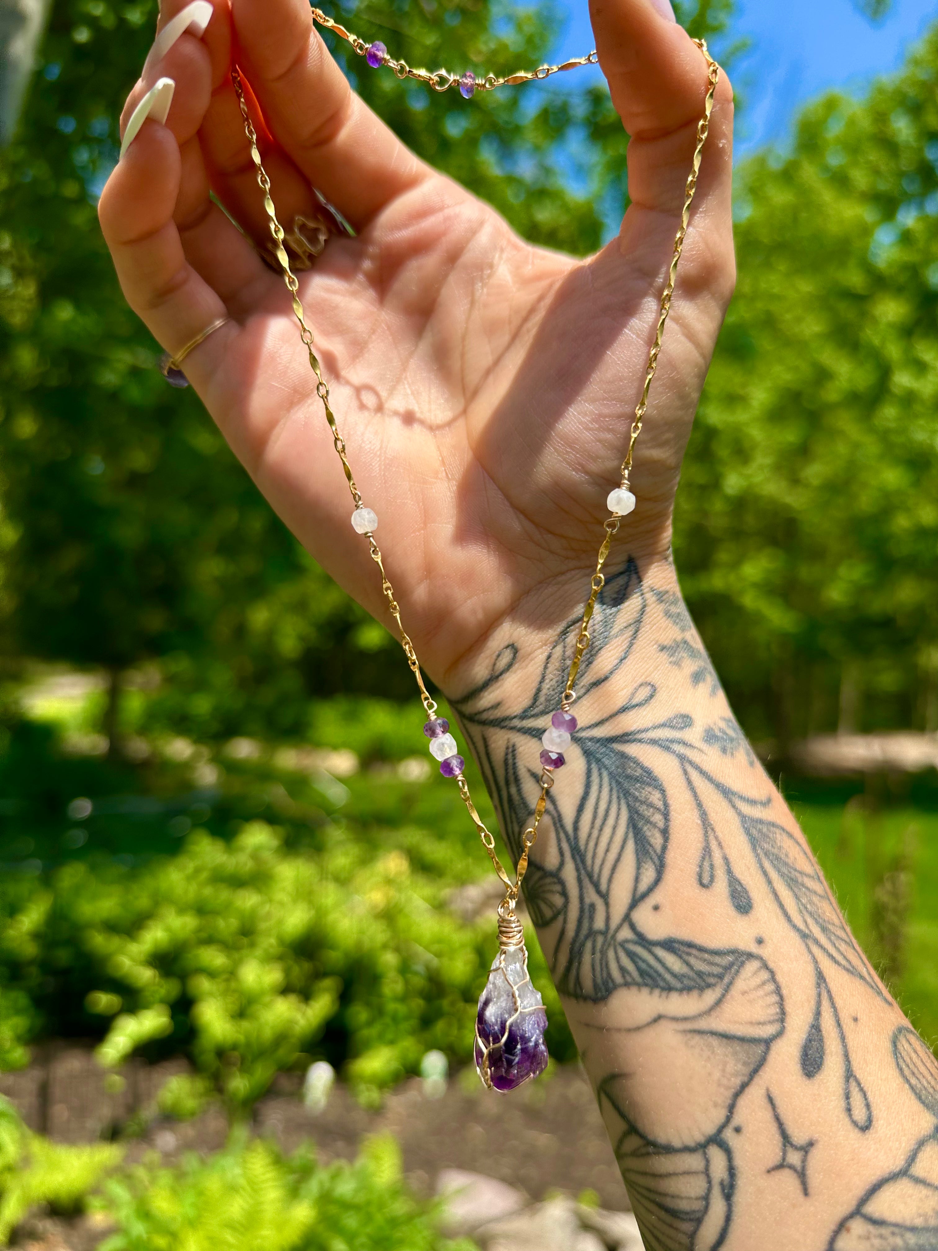 raw amethyst necklace