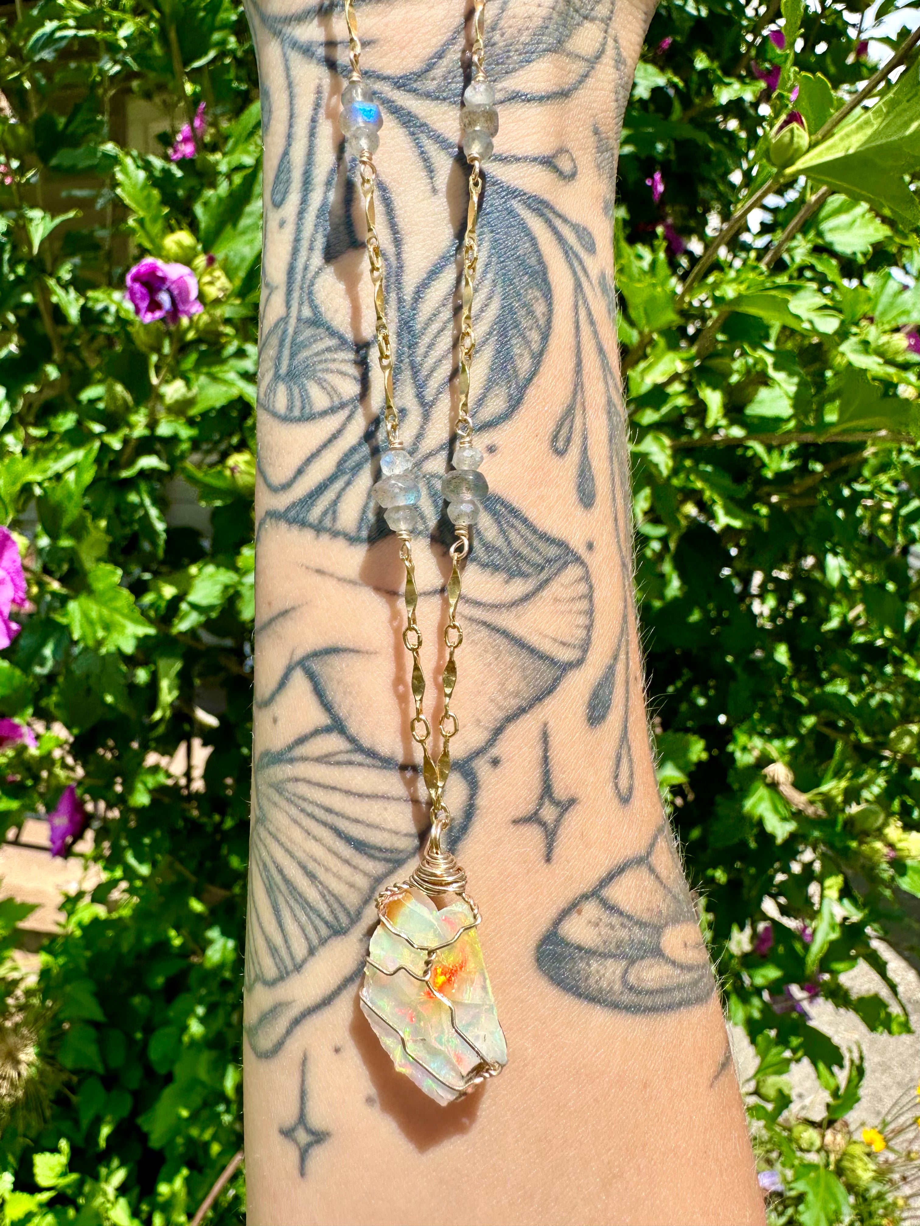 ♡*one of one*♡ raw opal necklace 14k gold