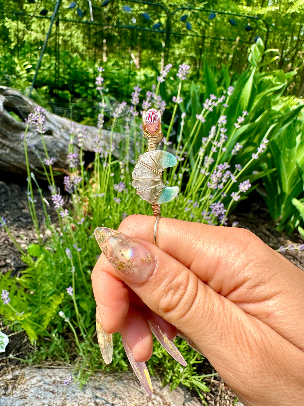 ♡*one of one*♡ 14k gold raw quartz moon smoke ring