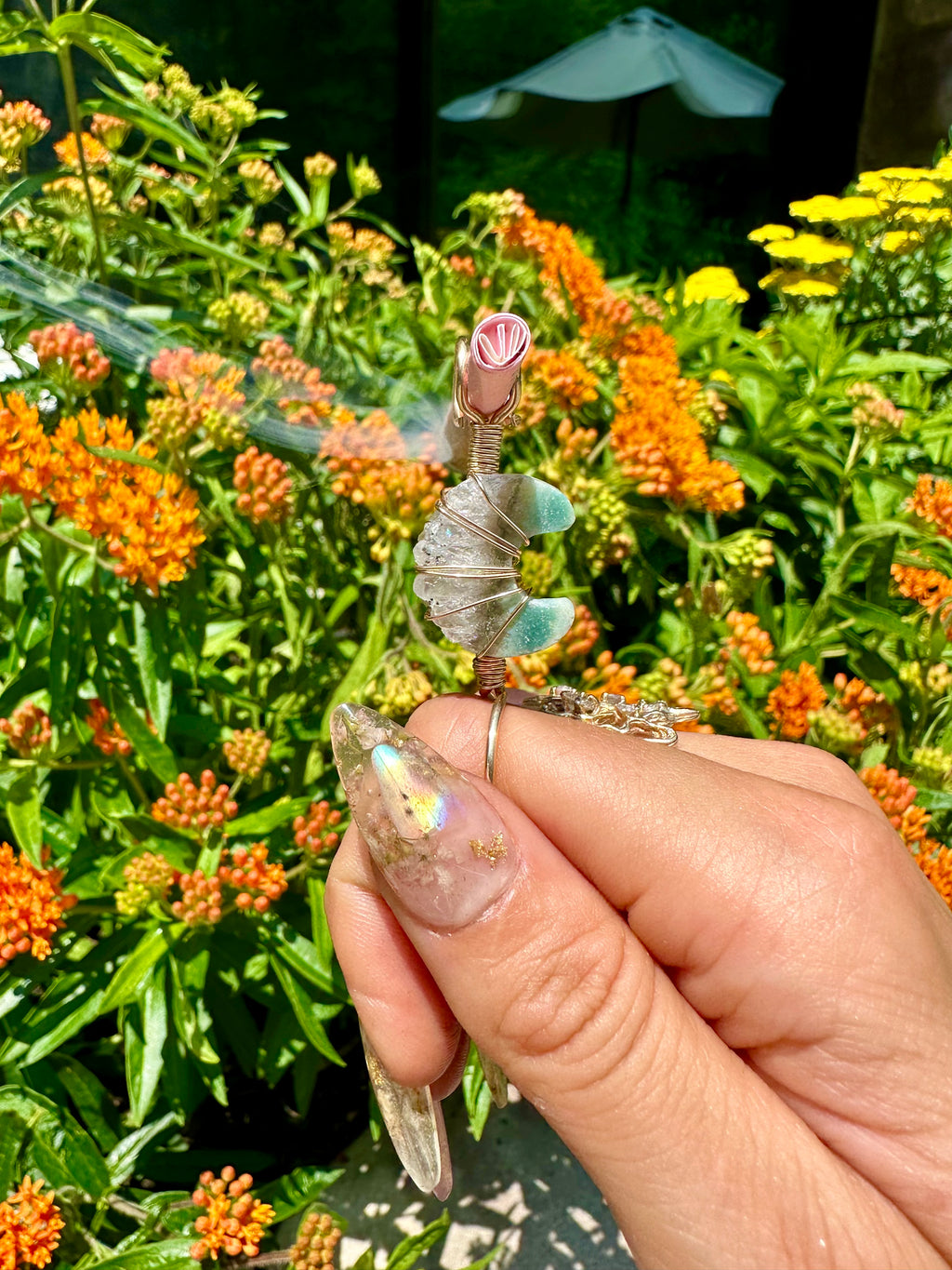 ♡*one of one*♡ 14k gold raw quartz moon smoke ring