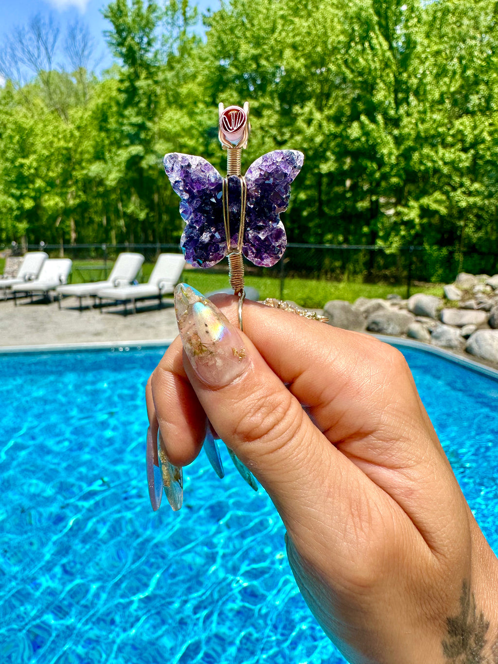 ♡*one of one*♡ 14k gold amethyst butterfly smoke ring