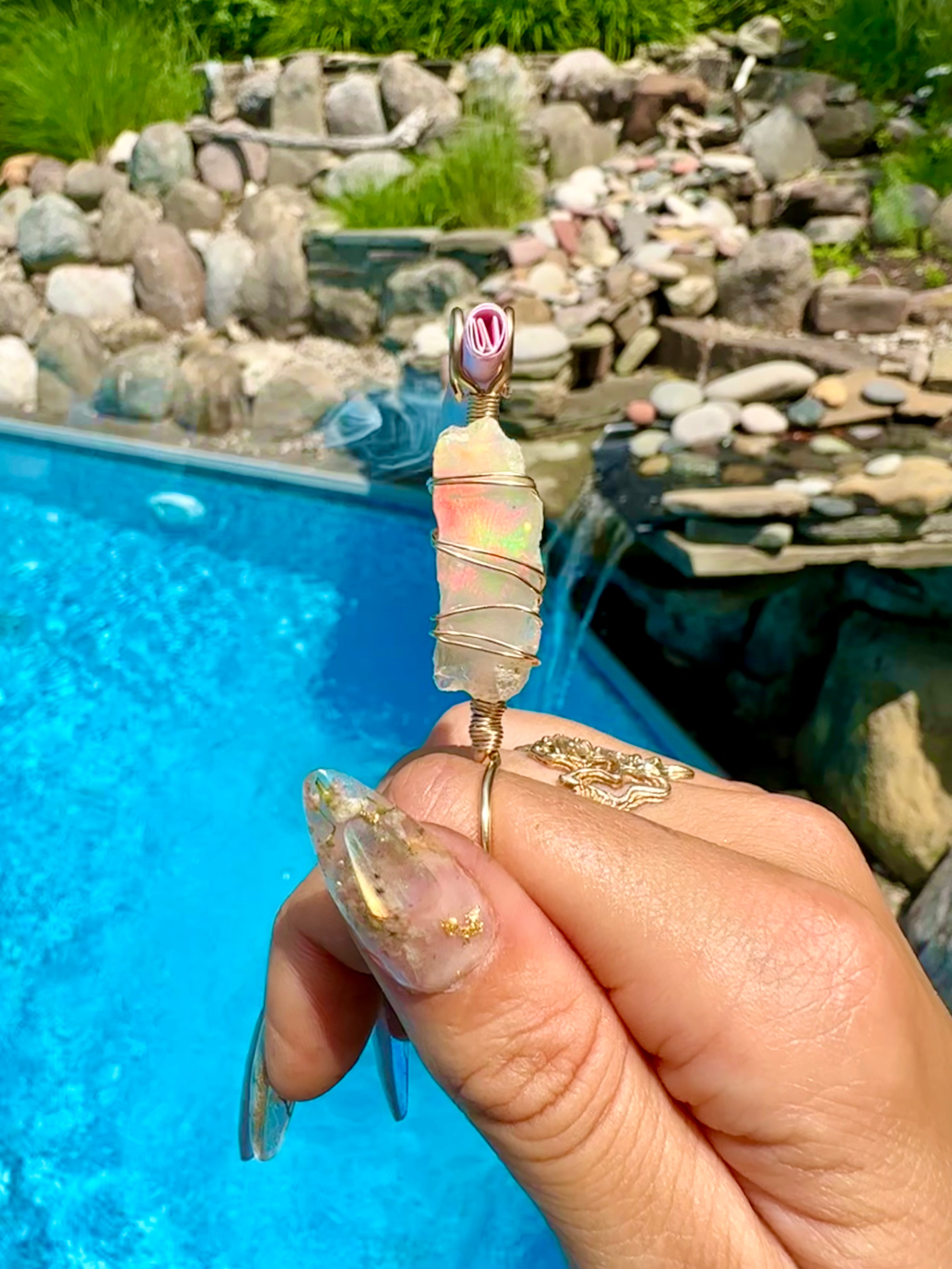♡*one of one*♡ 14k gold raw opal ♡ smoke ring ♡