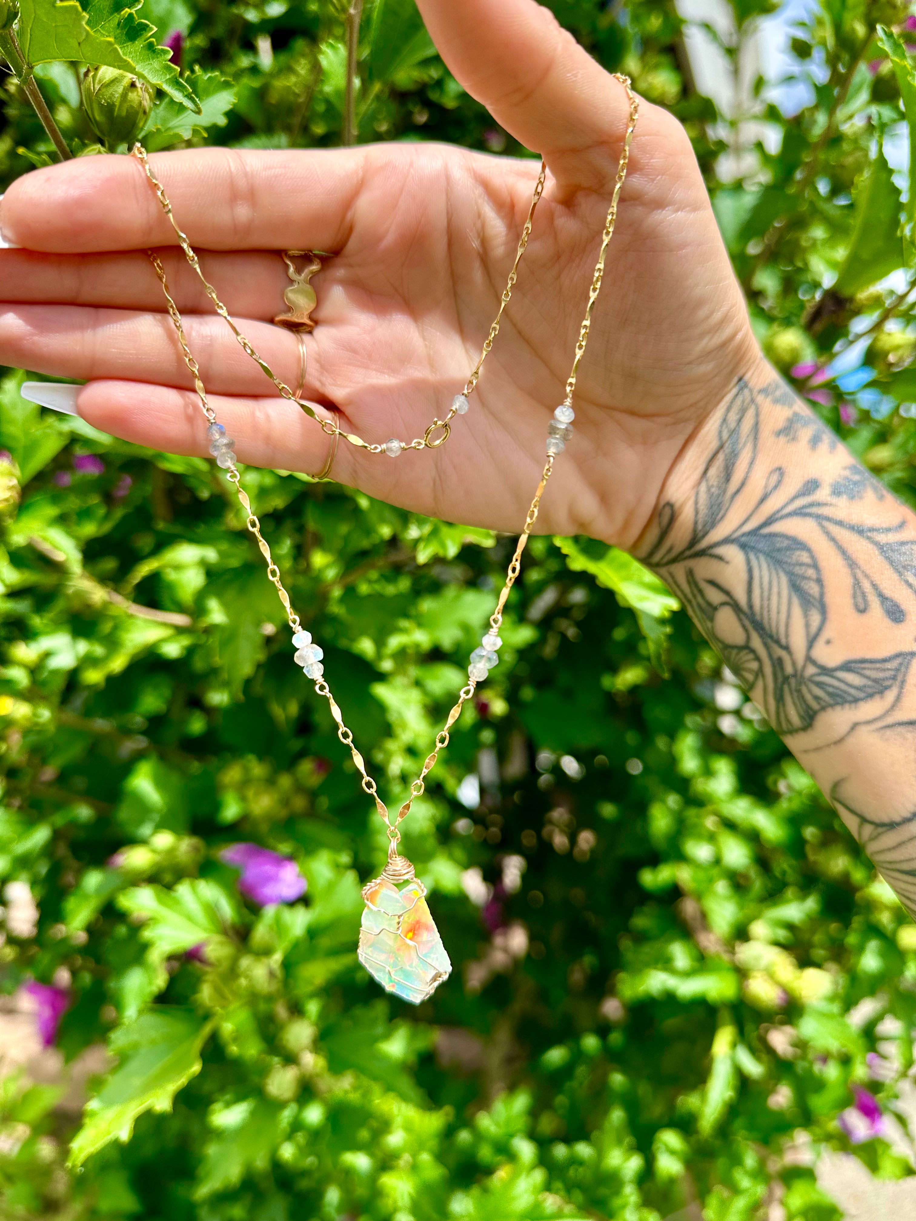 ♡*one of one*♡ raw opal necklace 14k gold