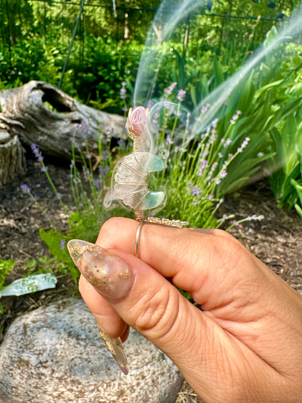 ♡*one of one*♡ 14k gold raw quartz moon smoke ring