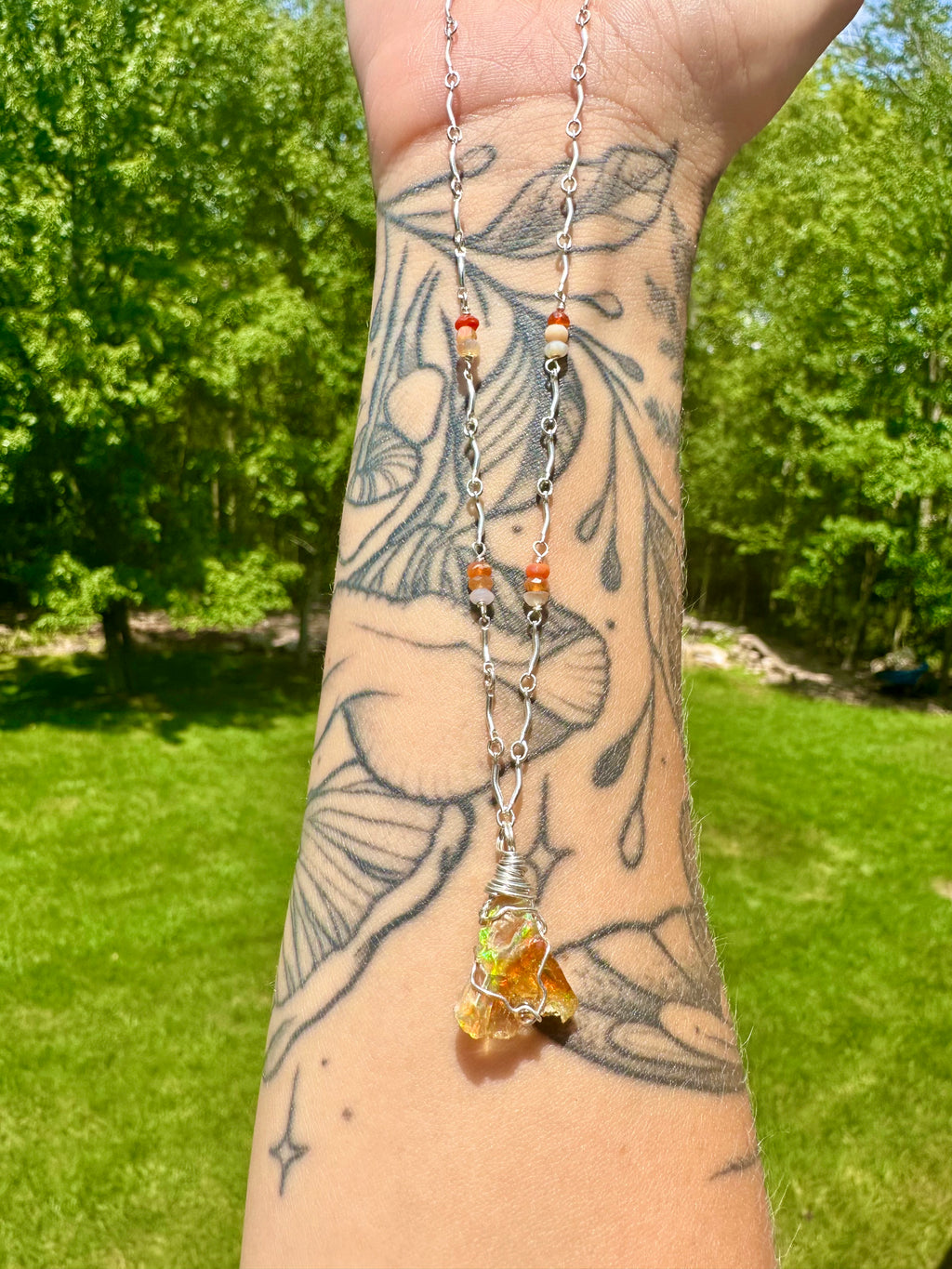 ♡*one of one*♡ raw opal silver necklace 💛