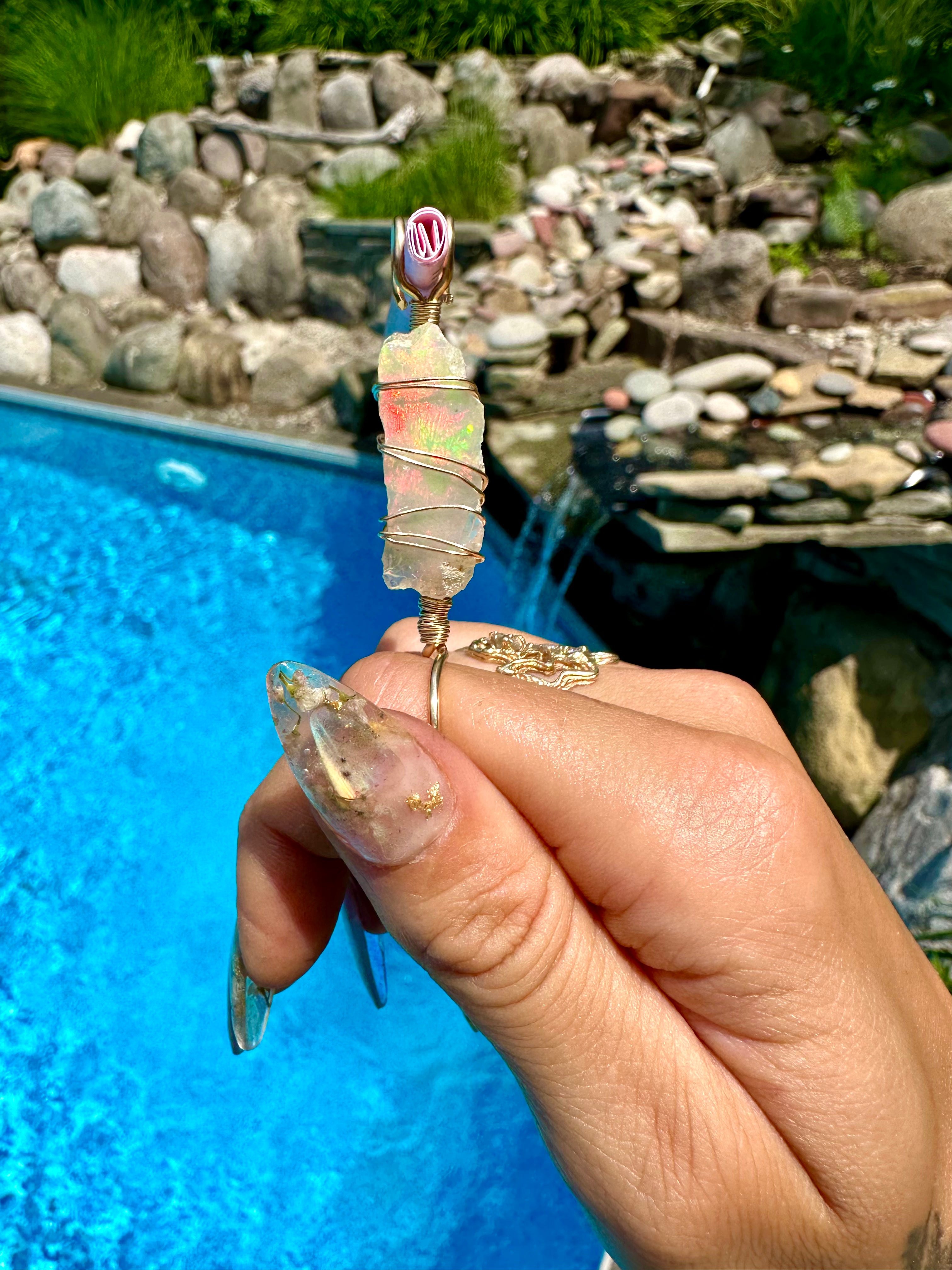 ♡*one of one*♡ 14k gold raw opal ♡ smoke ring ♡