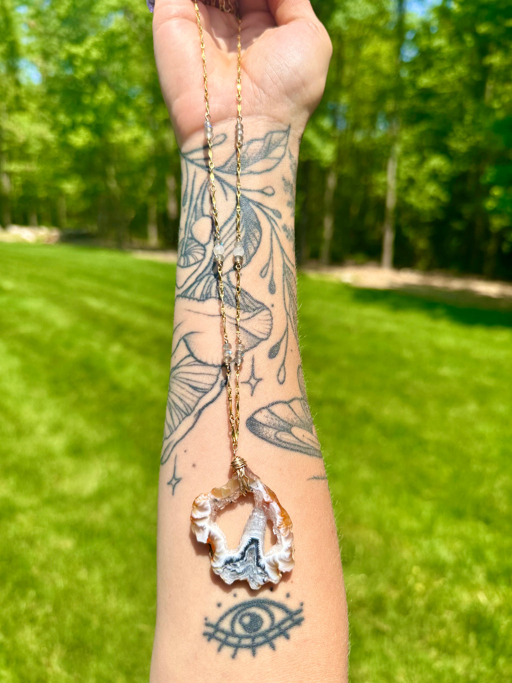 intuitive portal agate geode necklace