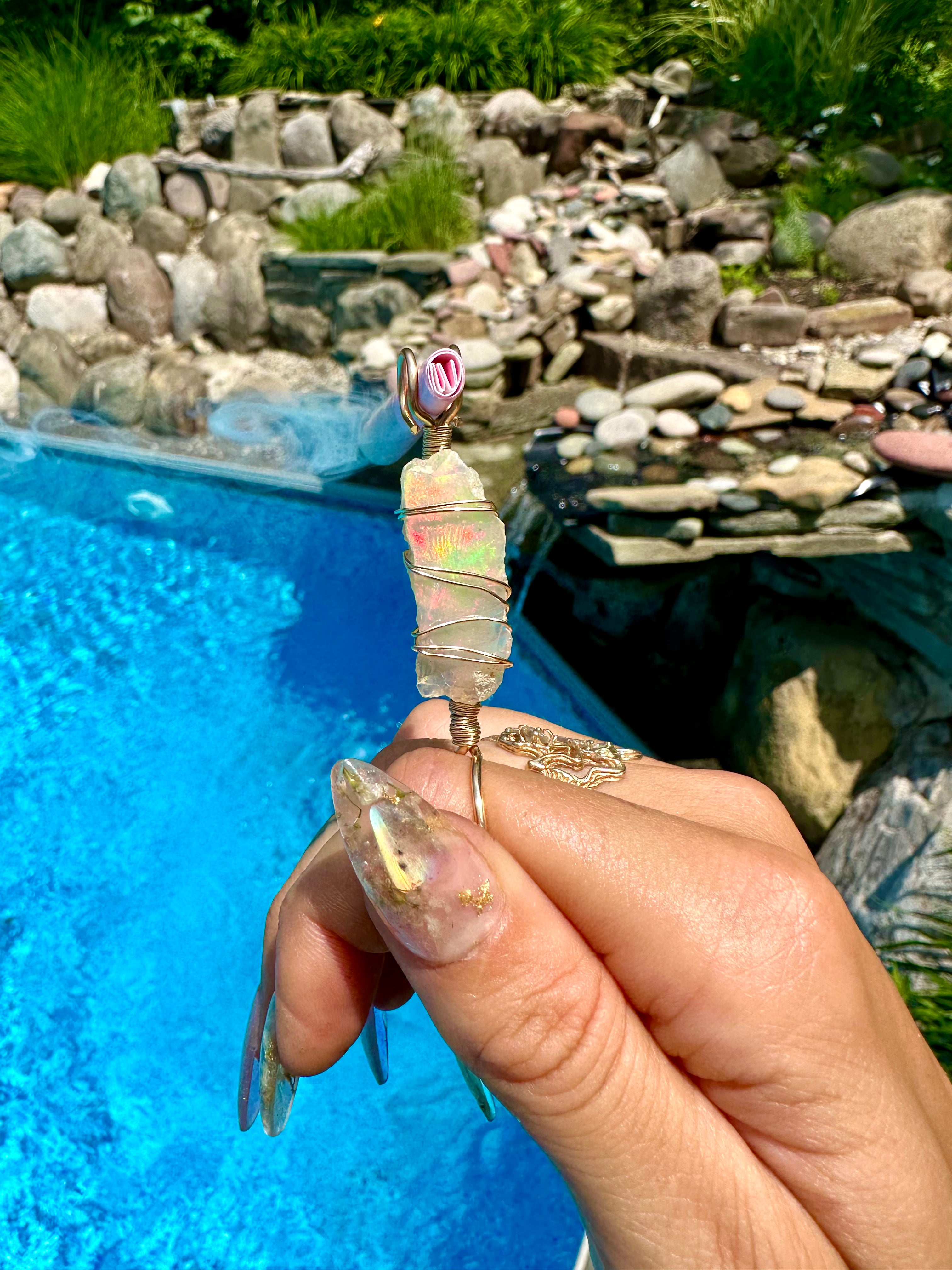 ♡*one of one*♡ 14k gold raw opal ♡ smoke ring ♡